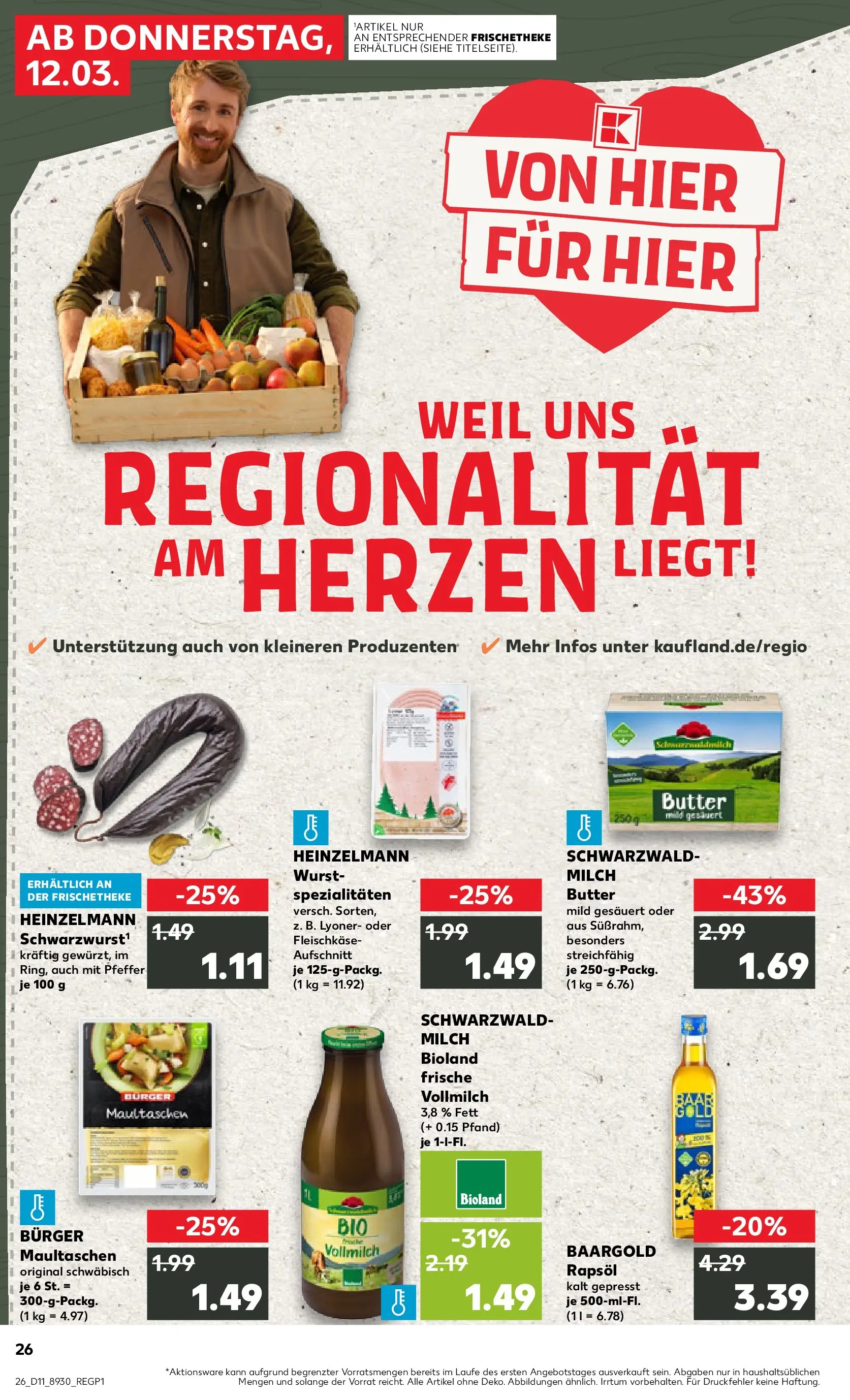 Prospekt Kaufland ab 09.03.2026 » Angebote Online zum Blättern | Seite: 38 | Produkte: Milch, Pfeffer, Wurst, Maultaschen