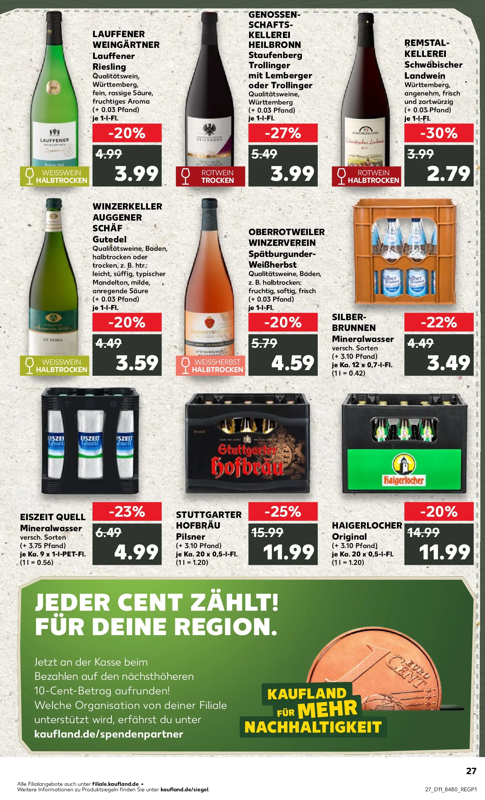 Prospekt Kaufland ab 12.03.2026 » Angebote Online zum Blättern | Seite: 27 | Produkte: Weißwein, Rotwein, Mineralwasser