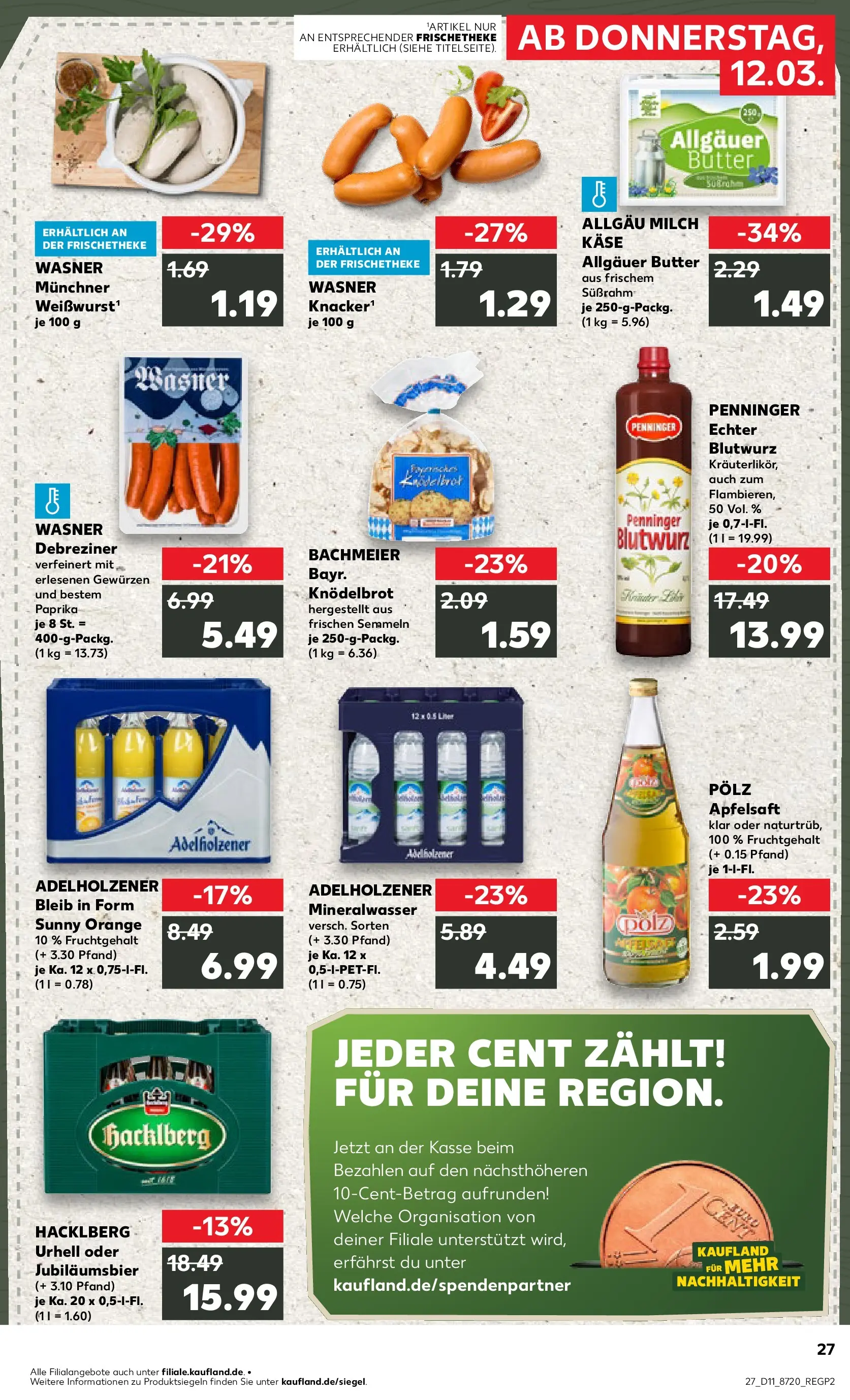Prospekt Kaufland ab 12.03.2026 » Angebote und Werbung Online | Seite: 27 | Produkte: Butter, Käse, Adelholzener, Apple Prospekt Kaufland ab 12.03.2026 » Angebote Online zum Blättern | Seite: 27 | Produkte: Butter, Käse, Adelholzener, Apple
