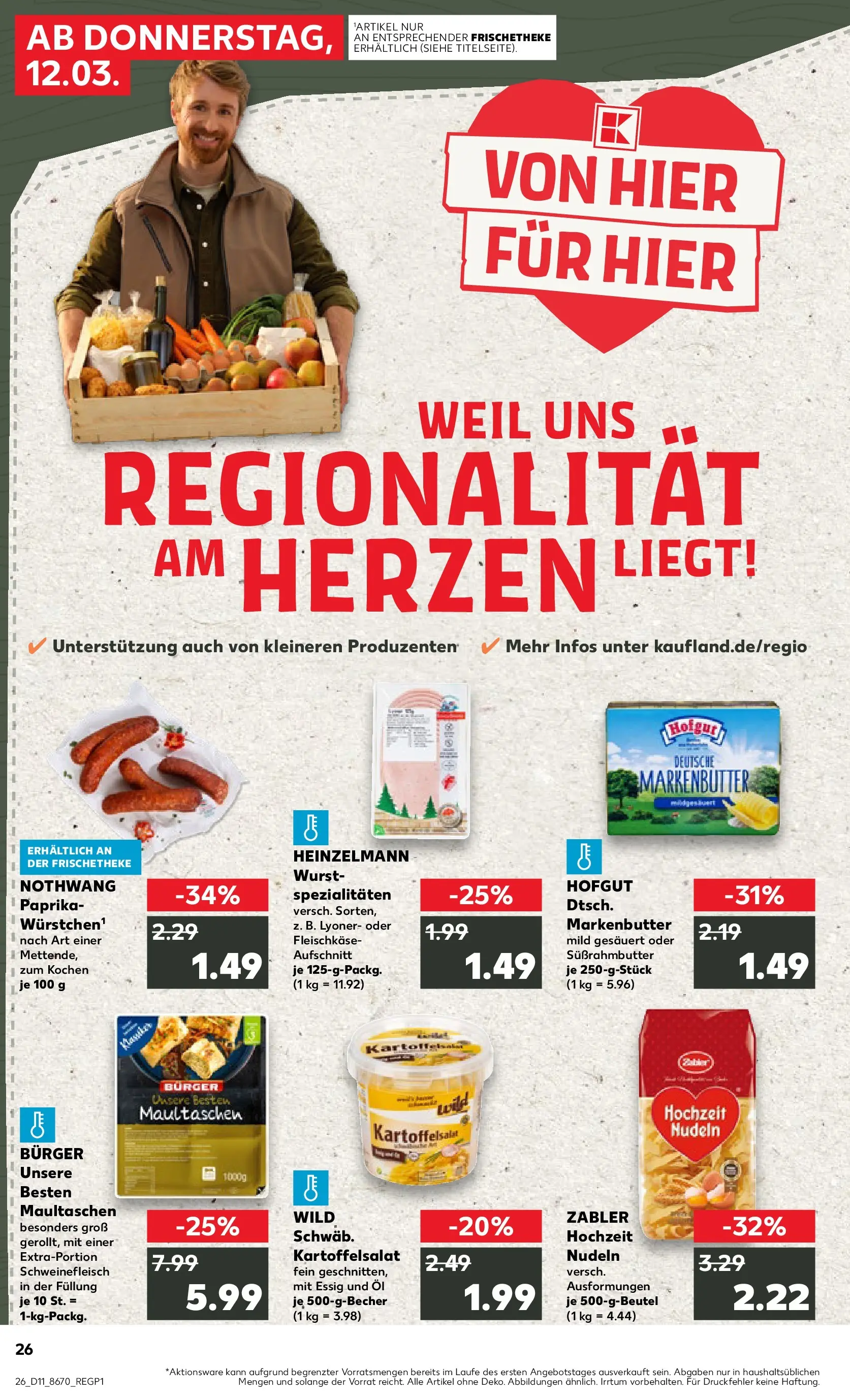 Prospekt Kaufland ab 12.03.2026 » Angebote Online zum Blättern | Seite: 26 | Produkte: Öl, Burger, Wurst, Schweinefleisch