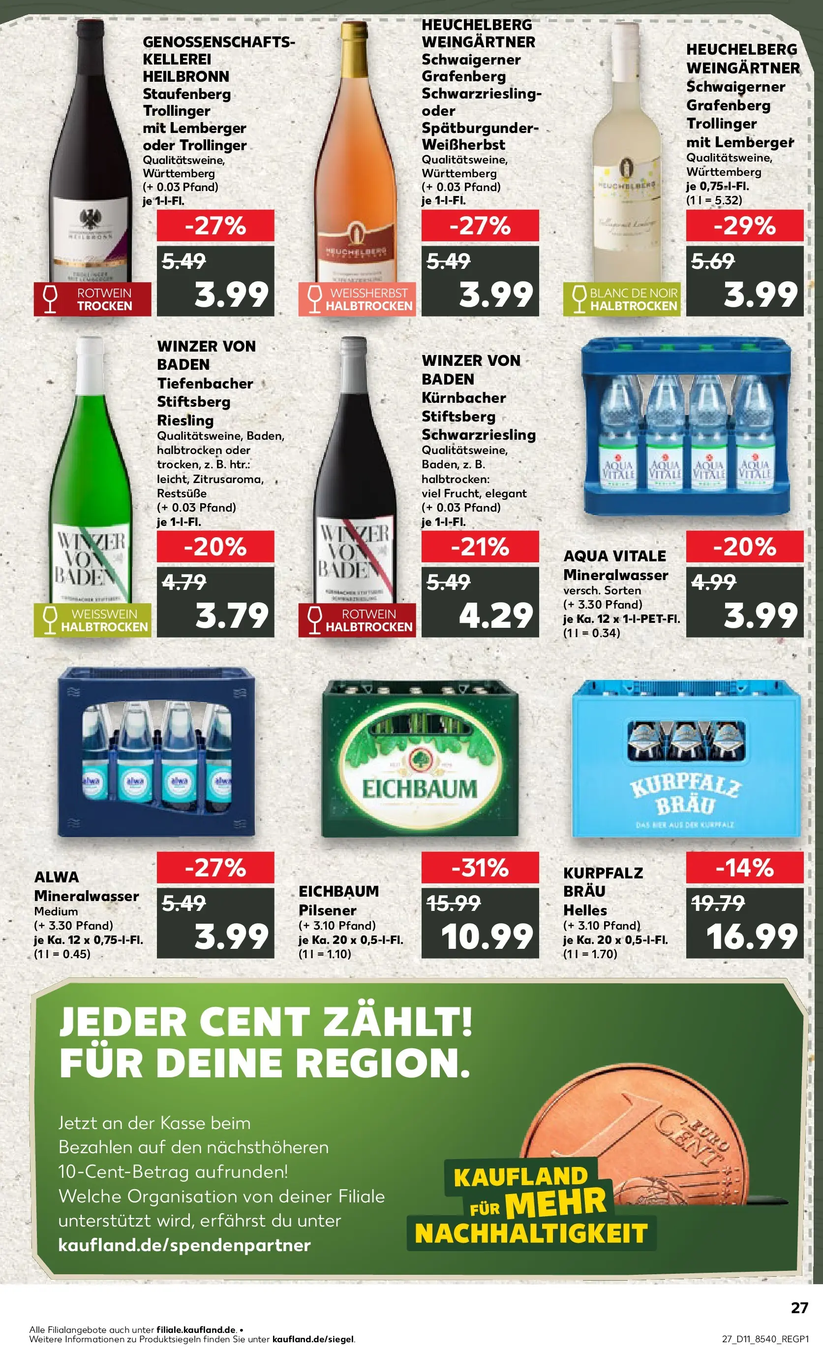 Prospekt Kaufland ab 09.03.2026 » Angebote Online zum Blättern | Seite: 39 | Produkte: Weißwein, Rotwein, Mineralwasser