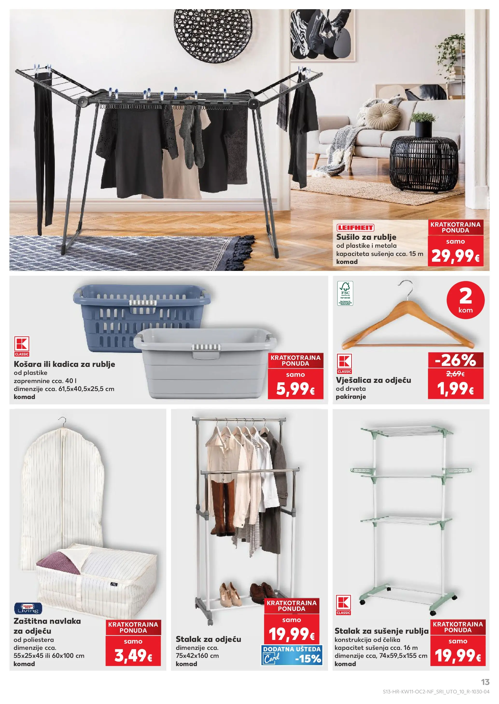 Kaufland - Kaufland katalog do 17.03.2026 novi od 10.03.2026 na listanje > letak digitalni | Stranica: 13 | Proizvodi: Košara, Vješalica, Sušilo za rublje, Stalak za odjeću