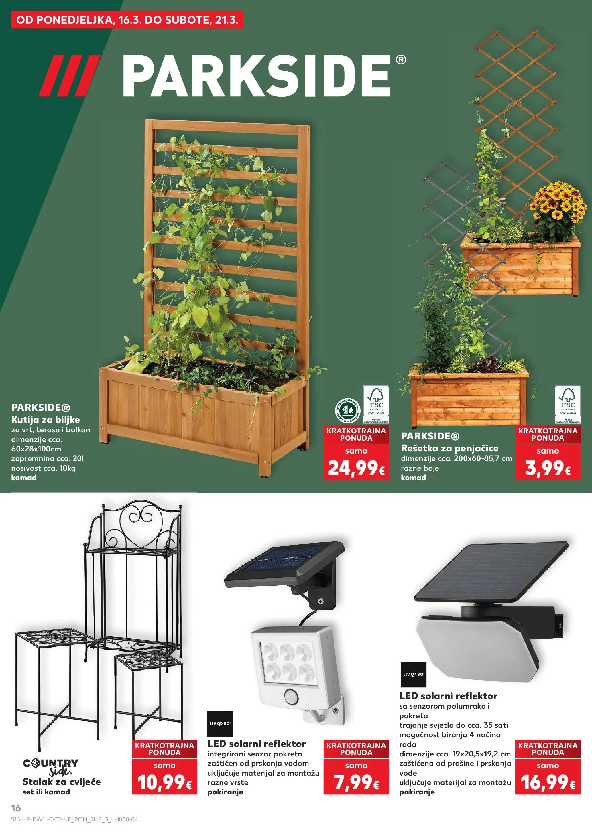 Kaufland - Kaufland katalog do 17.03.2026 novi od 10.03.2026 na listanje > letak digitalni | Stranica: 16 | Proizvodi: Cvijeće, Kutija, Reflektor, Parkside