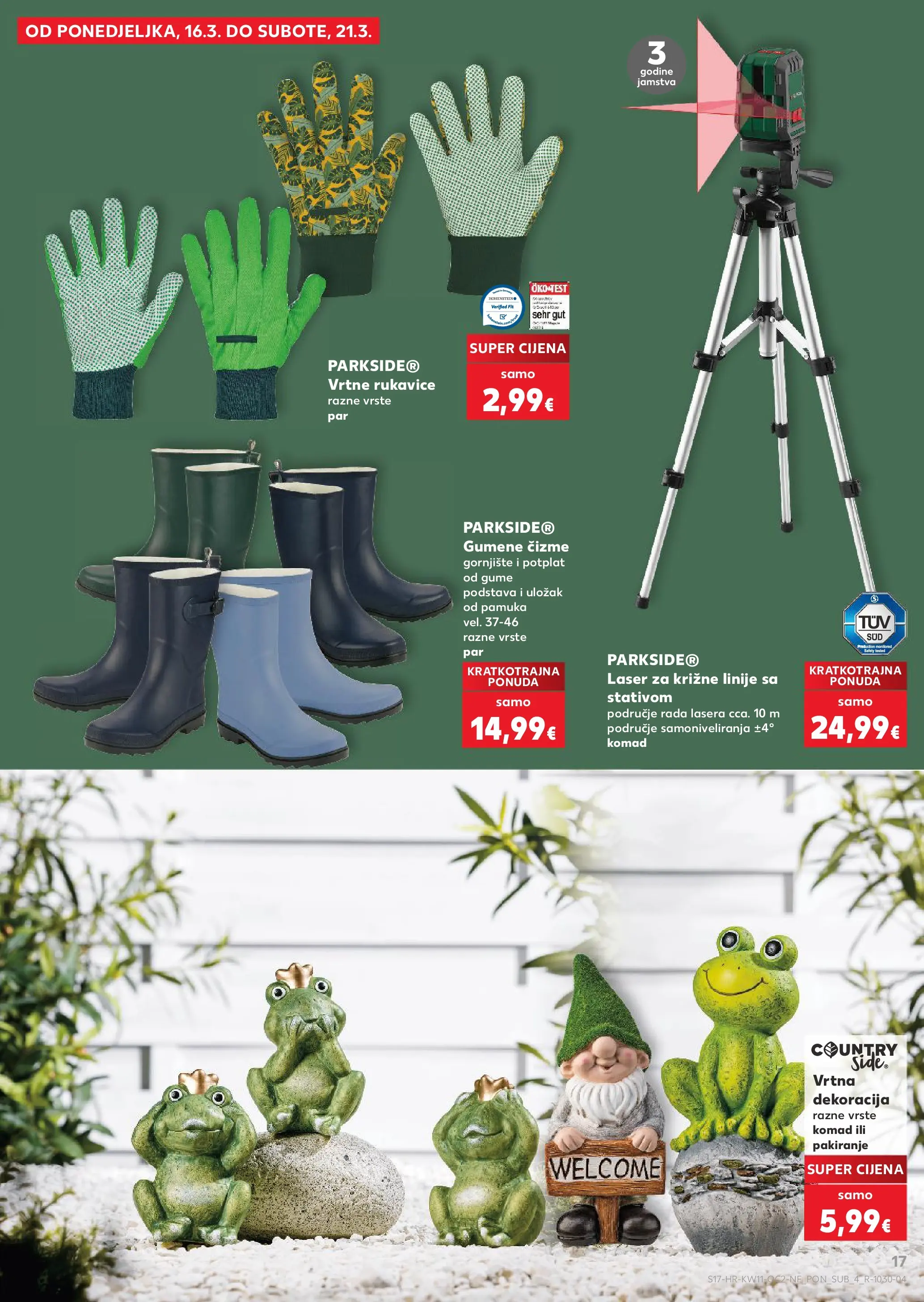 Kaufland - Kaufland katalog do 17.03.2026 novi od 10.03.2026 na listanje > letak digitalni | Stranica: 17 | Proizvodi: Čizme, Gumene čizme, Rukavice, Parkside