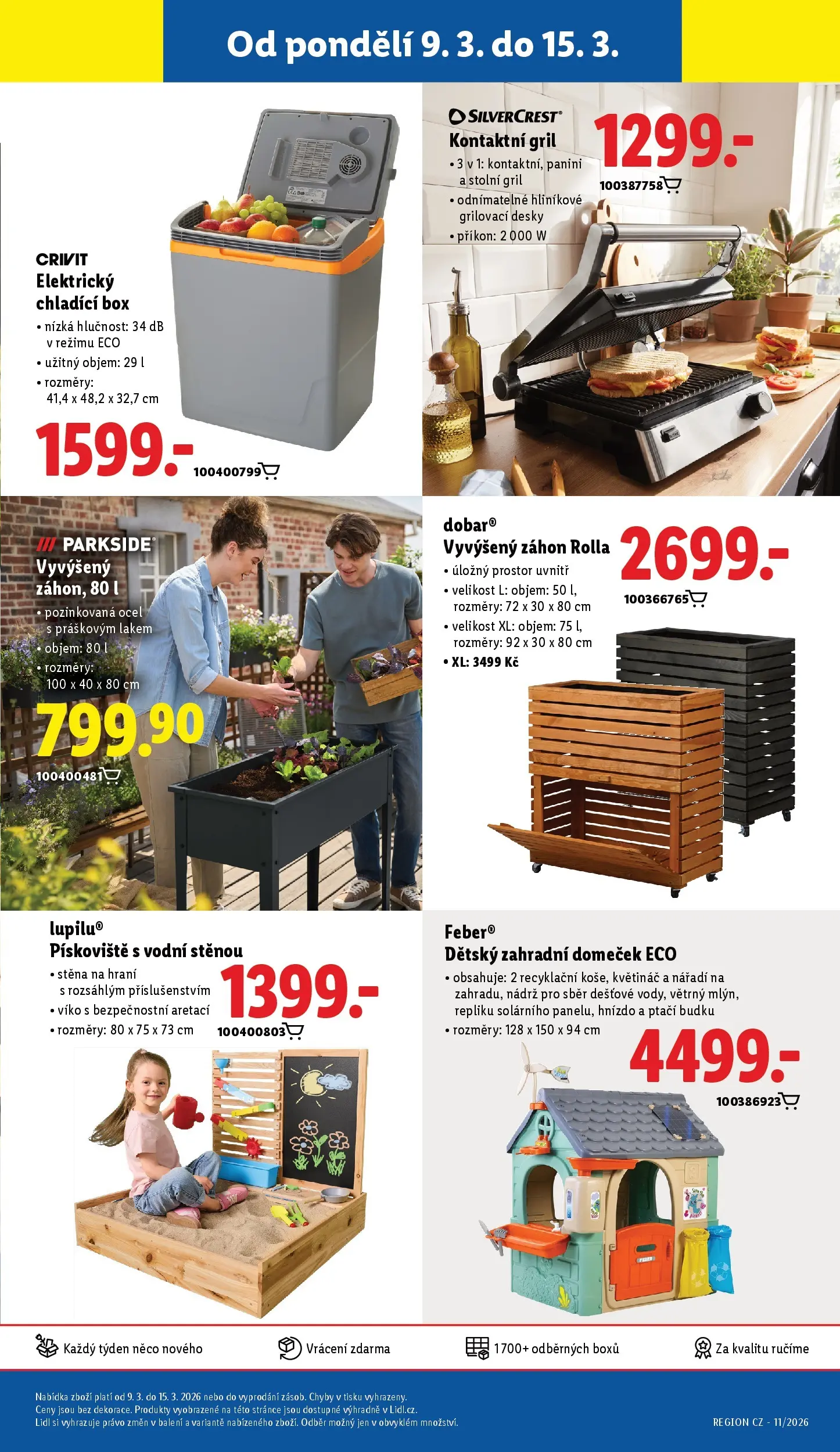 Lidl leták od 08.03.2026 - Nový akční leták | Strana: 43 | Produkty: Kontaktní gril, Gril, Nářadí, Květináč