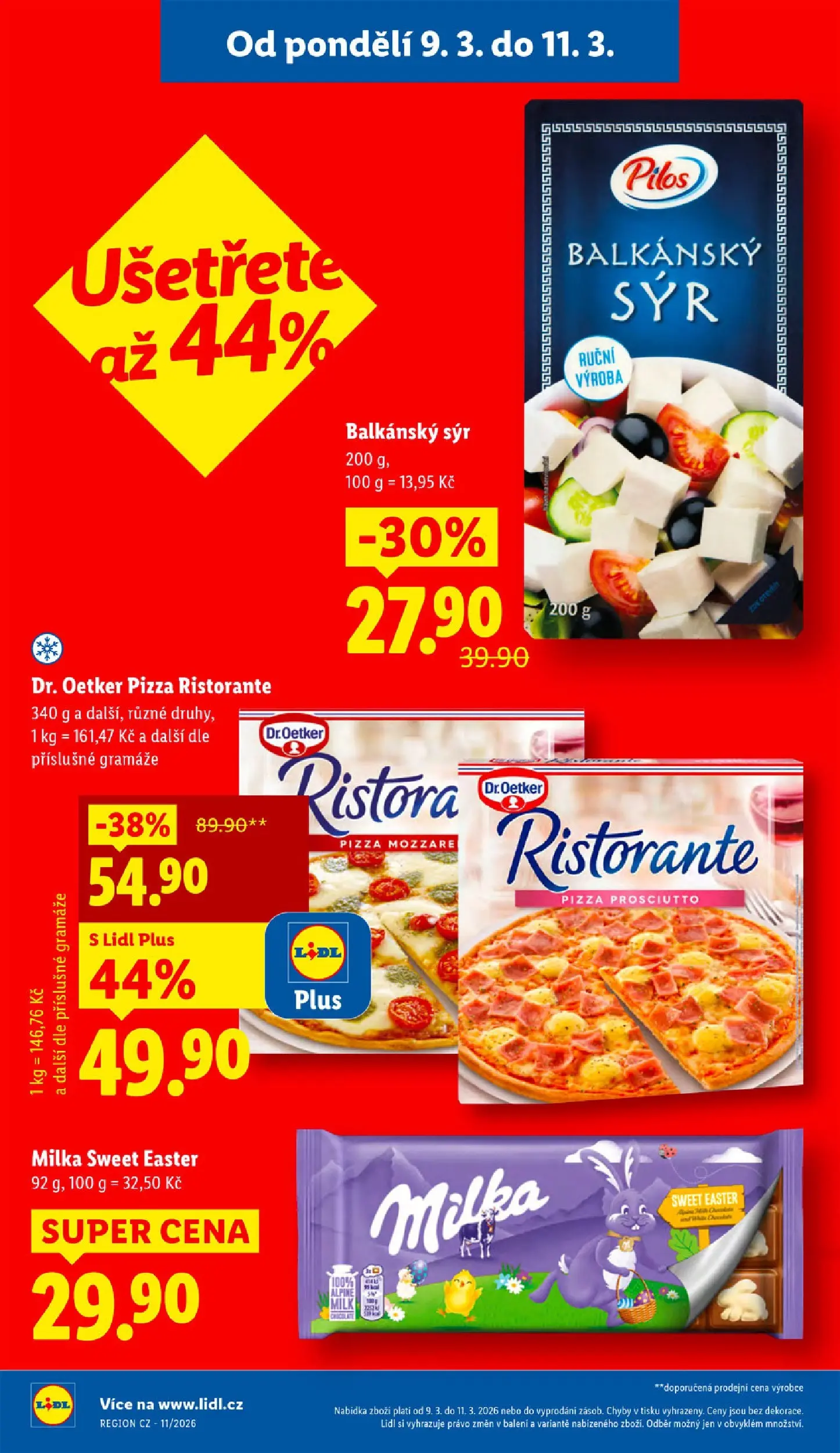 Lidl leták od 08.03.2026 - Nový akční leták | Strana: 2 | Produkty: Milka, Prosciutto, Balkánský sýr, Pizza Ristorante