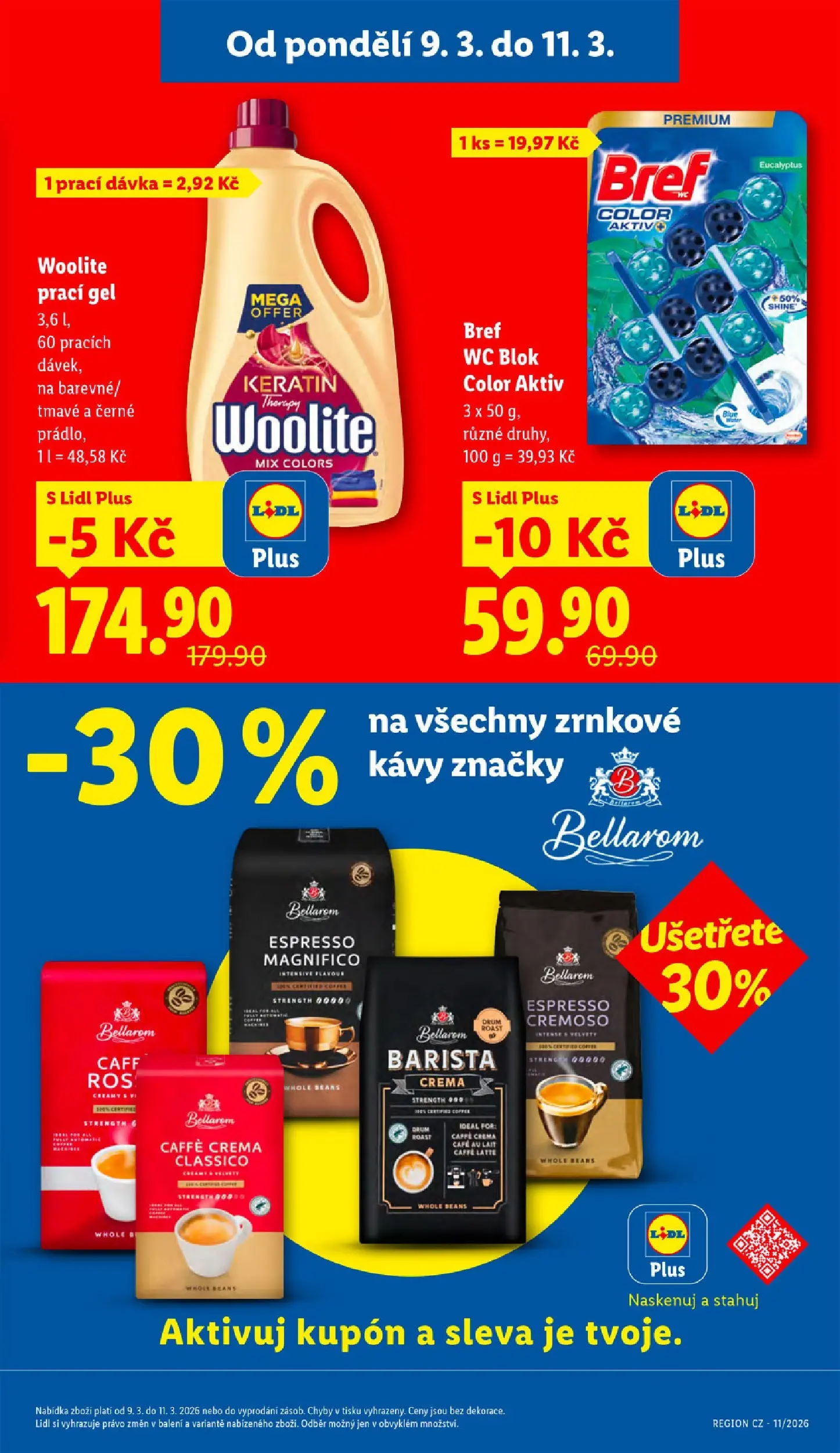 Lidl leták od 08.03.2026 - Nový akční leták | Strana: 3 | Produkty: Crema, Caffè crema, Woolite, Bellarom