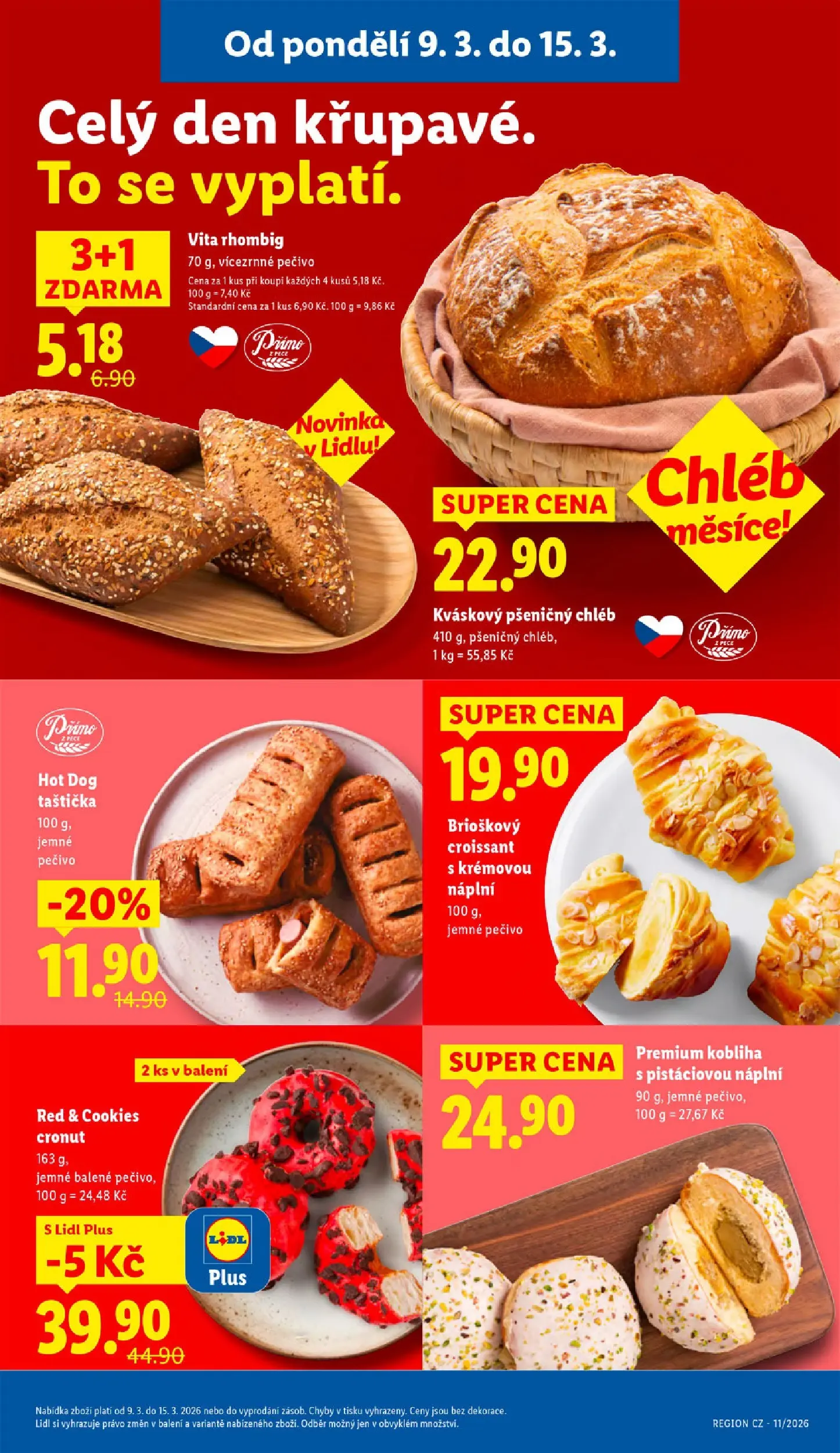 Lidl leták od 08.03.2026 - Nový akční leták | Strana: 13 | Produkty: Cookies, Hot dog, Pečivo, Croissant