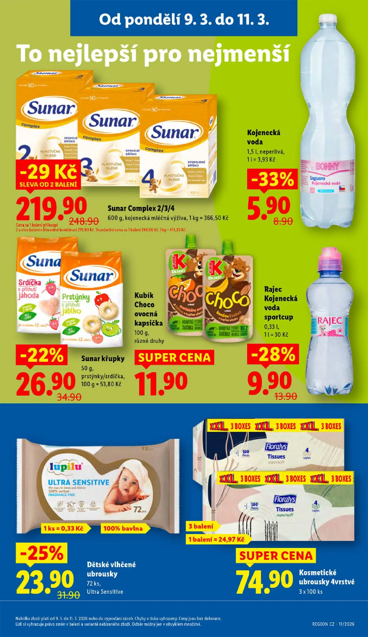 Lidl leták od 08.03.2026 - Nový akční leták | Strana: 17 | Produkty: Voda, Mléko, Banány, Sunar