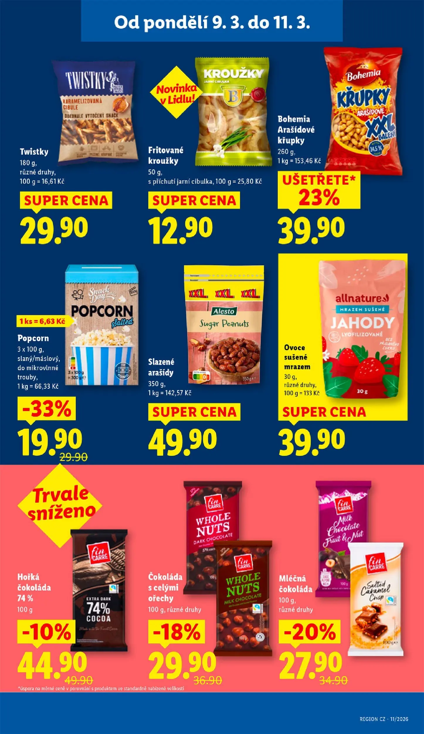 Lidl leták od 08.03.2026 - Nový akční leták | Strana: 21 | Produkty: Ořechy, Popcorn, Horká čokoláda, Křupky