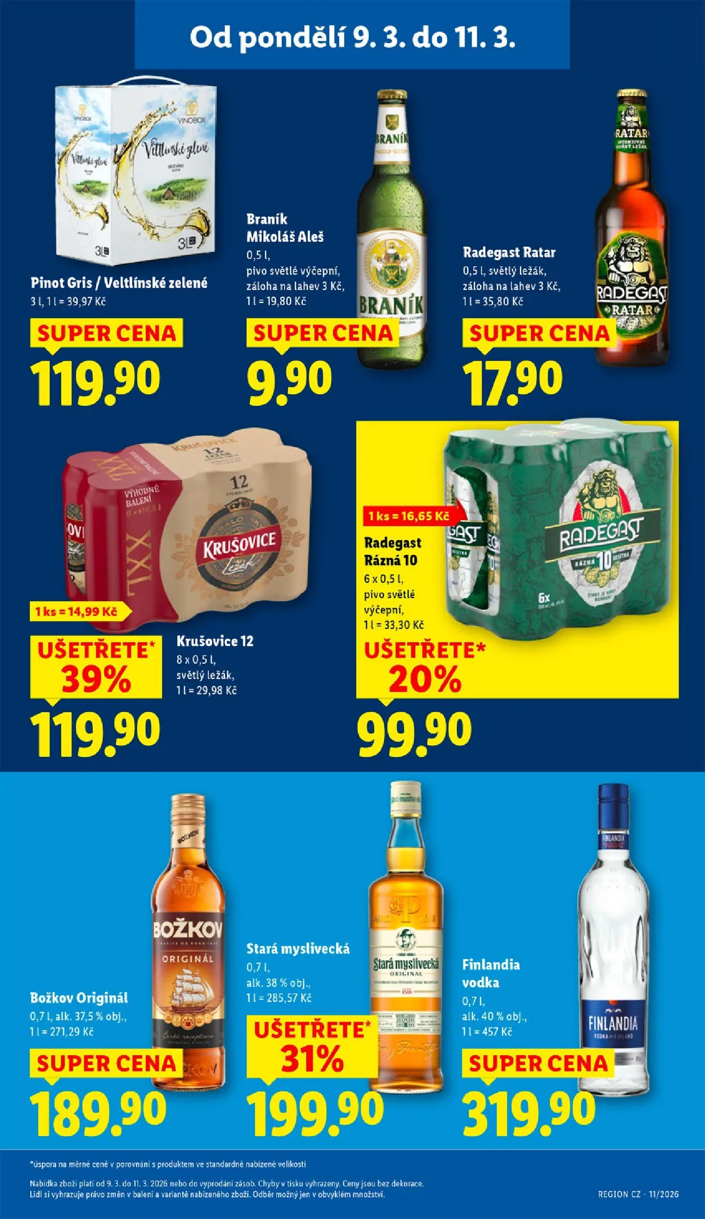 Lidl leták od 08.03.2026 - Nový akční leták | Strana: 23 | Produkty: Stará myslivecká, Krušovice, Krušovice 12, Božkov