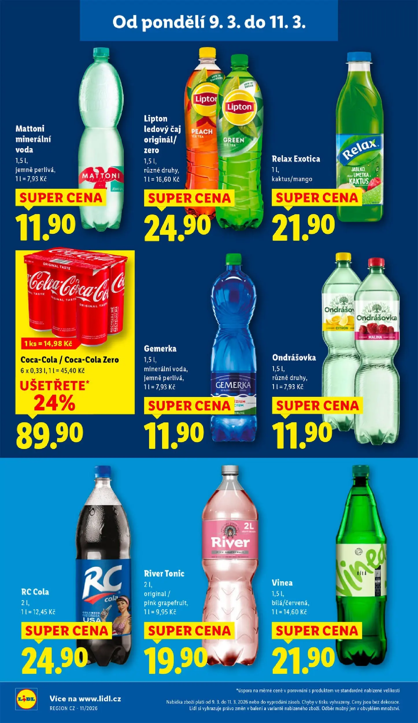 Lidl leták od 08.03.2026 - Nový akční leták | Strana: 24 | Produkty: Ondrášovka, Voda, River tonic, Cola