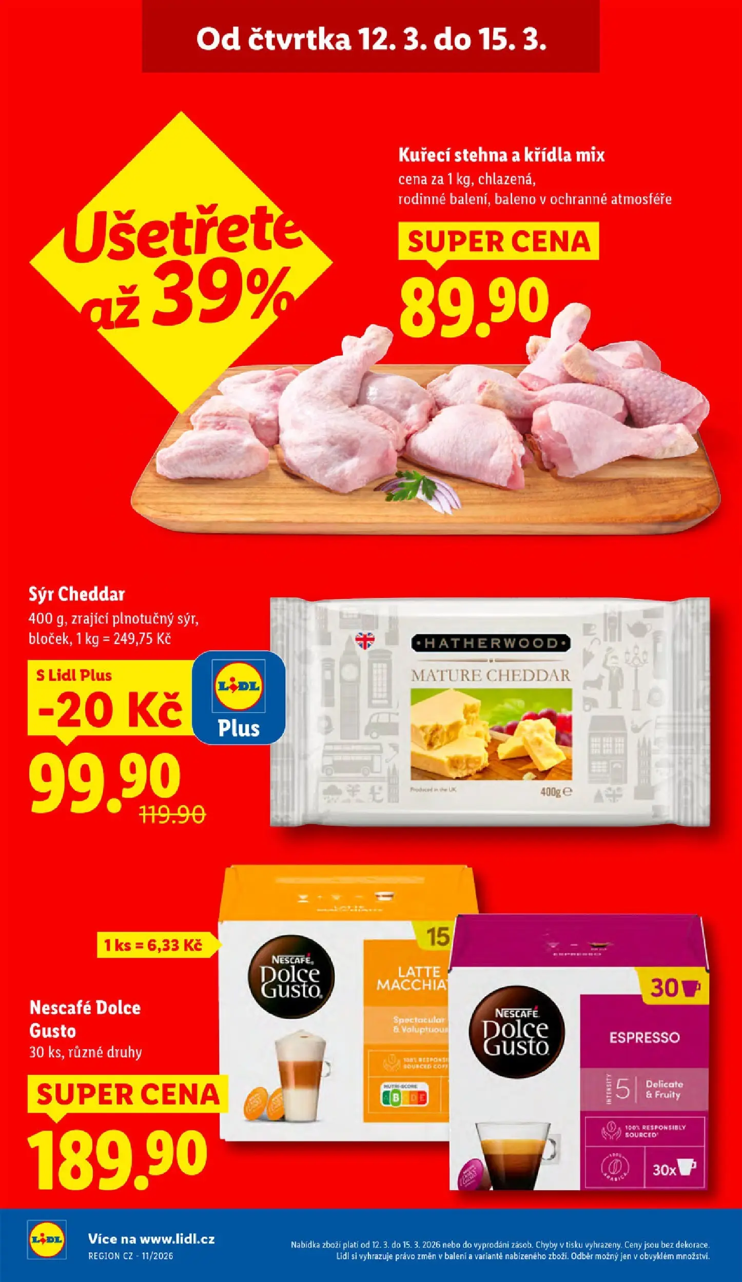 Lidl leták od 12.03.2026 - Nový akční leták | Strana: 2 | Produkty: Nescafé Dolce Gusto, Sýr, Nescafé, Cheddar