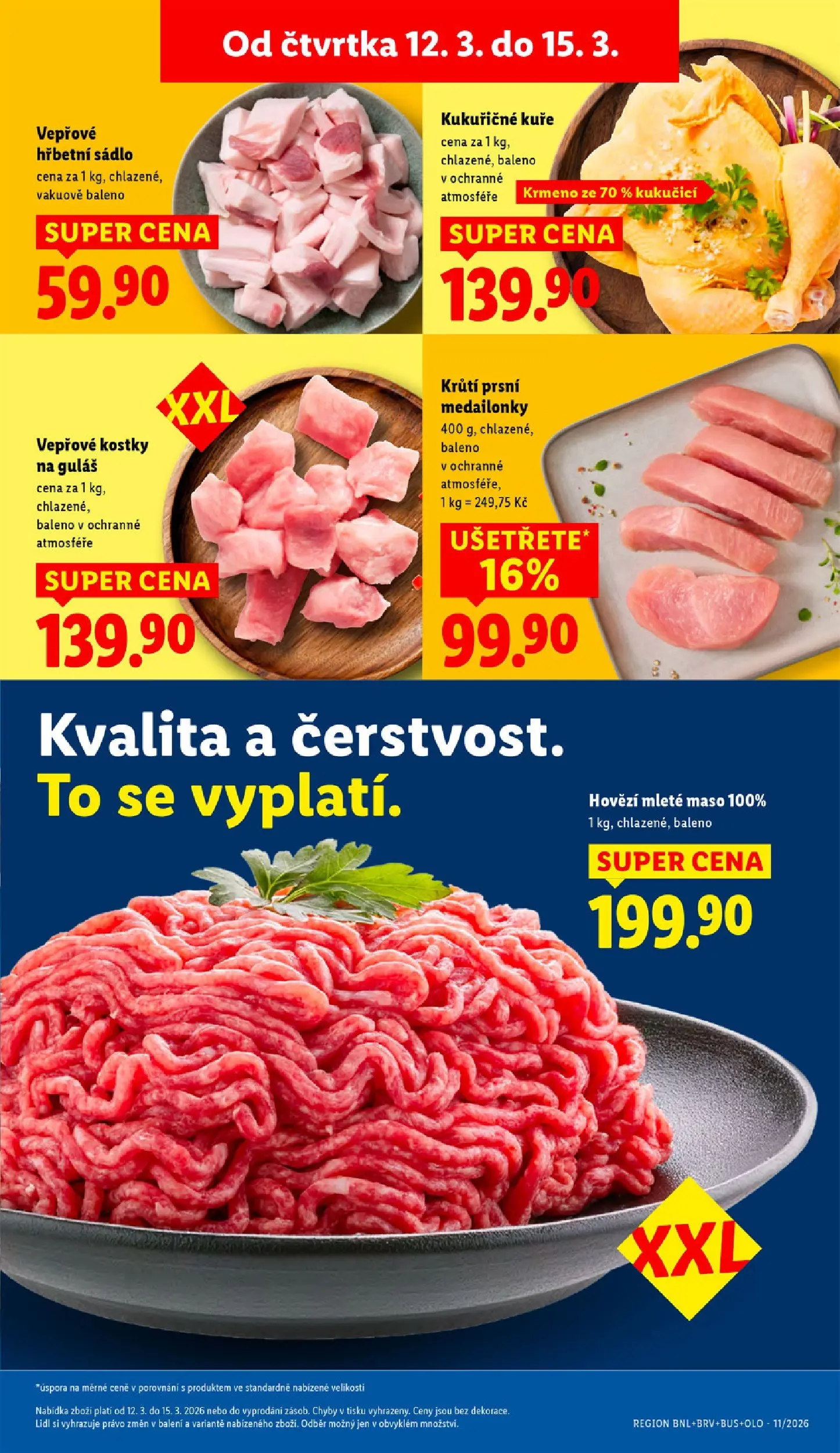 Lidl leták od 12.03.2026 - Nový akční leták | Strana: 13 | Produkty: Sádlo, Mleté maso, Guláš, Hřbetní sádlo