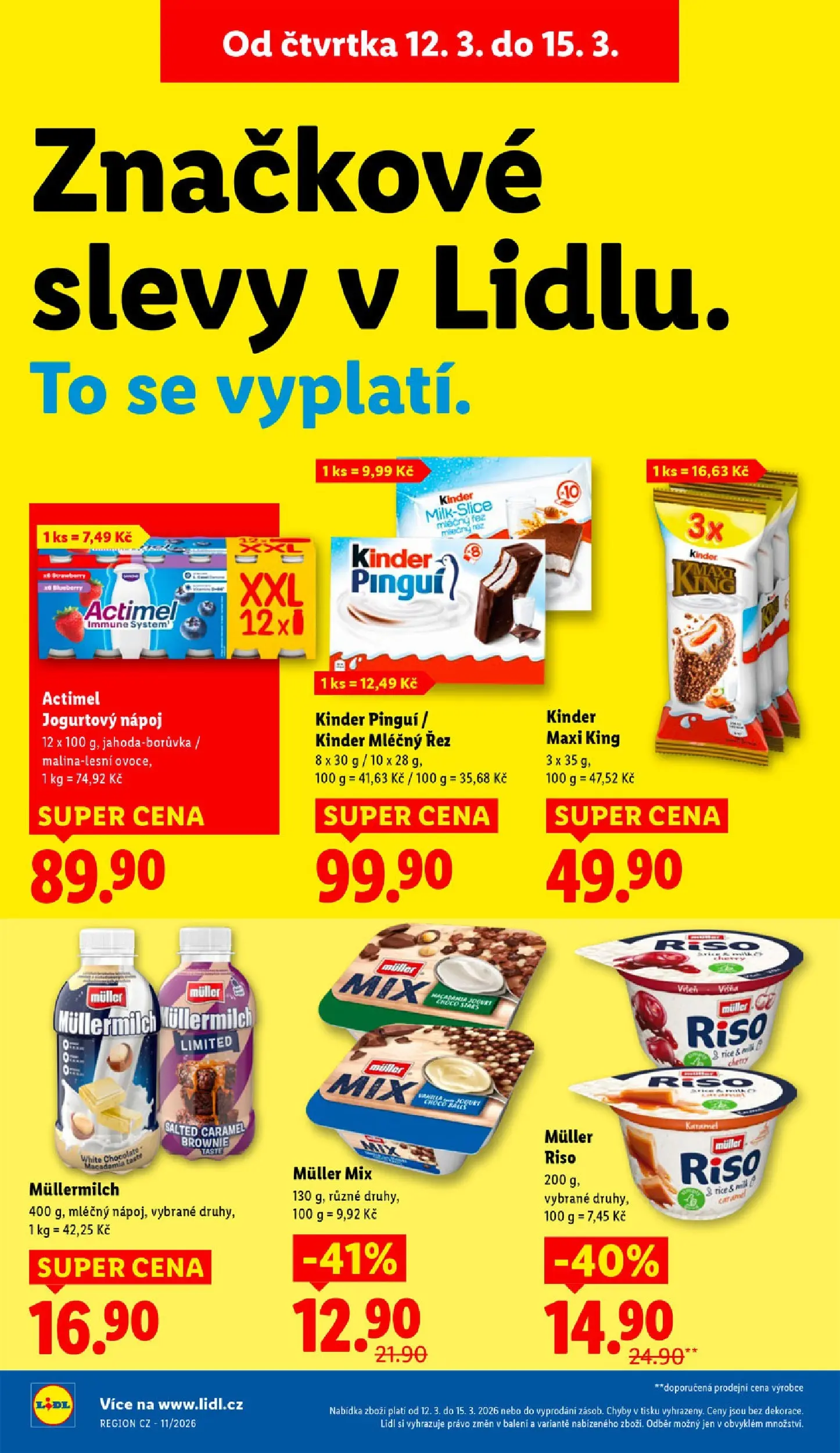 Lidl leták od 12.03.2026 - Nový akční leták | Strana: 20 | Produkty: Kinder mléčný řez, Maxi king, Brownie, Jogurtový nápoj