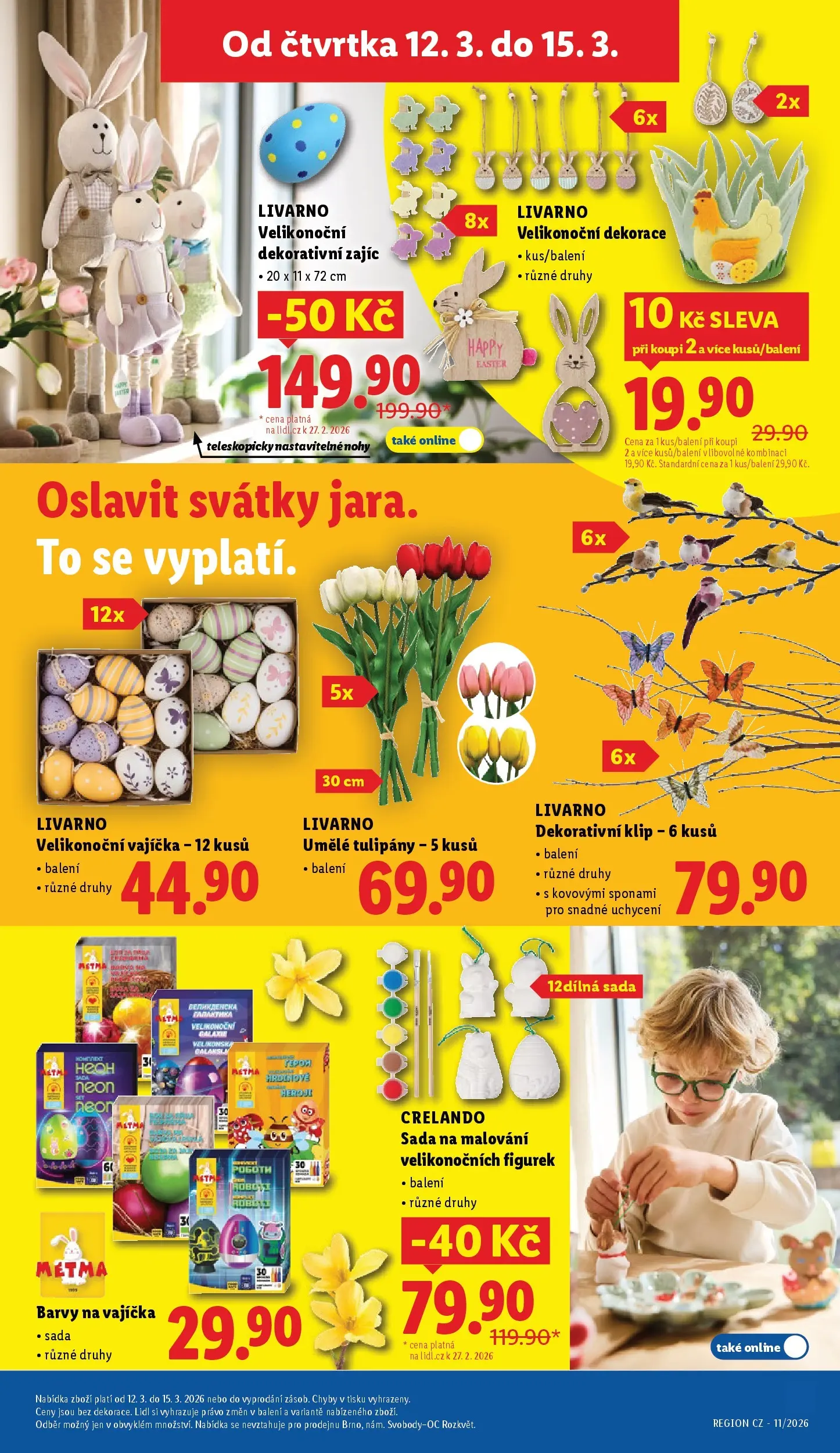 Lidl leták od 12.03.2026 - Nový akční leták | Strana: 33 | Produkty: Barvy na vajíčka, Umělé tulipány, Tulipány, Barvy