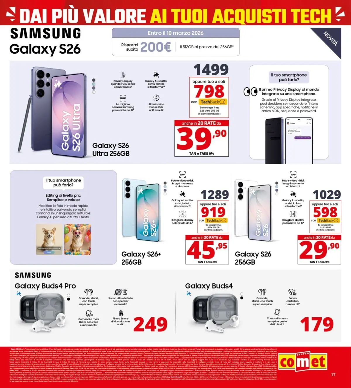 Nuovo Comet volantino Bonus dal 05/03/2026 > offerte anteprima 🛍️ | Pagina: 17 | Prodotti: Samsung Galaxy, Smartphone, Audio, Samsung