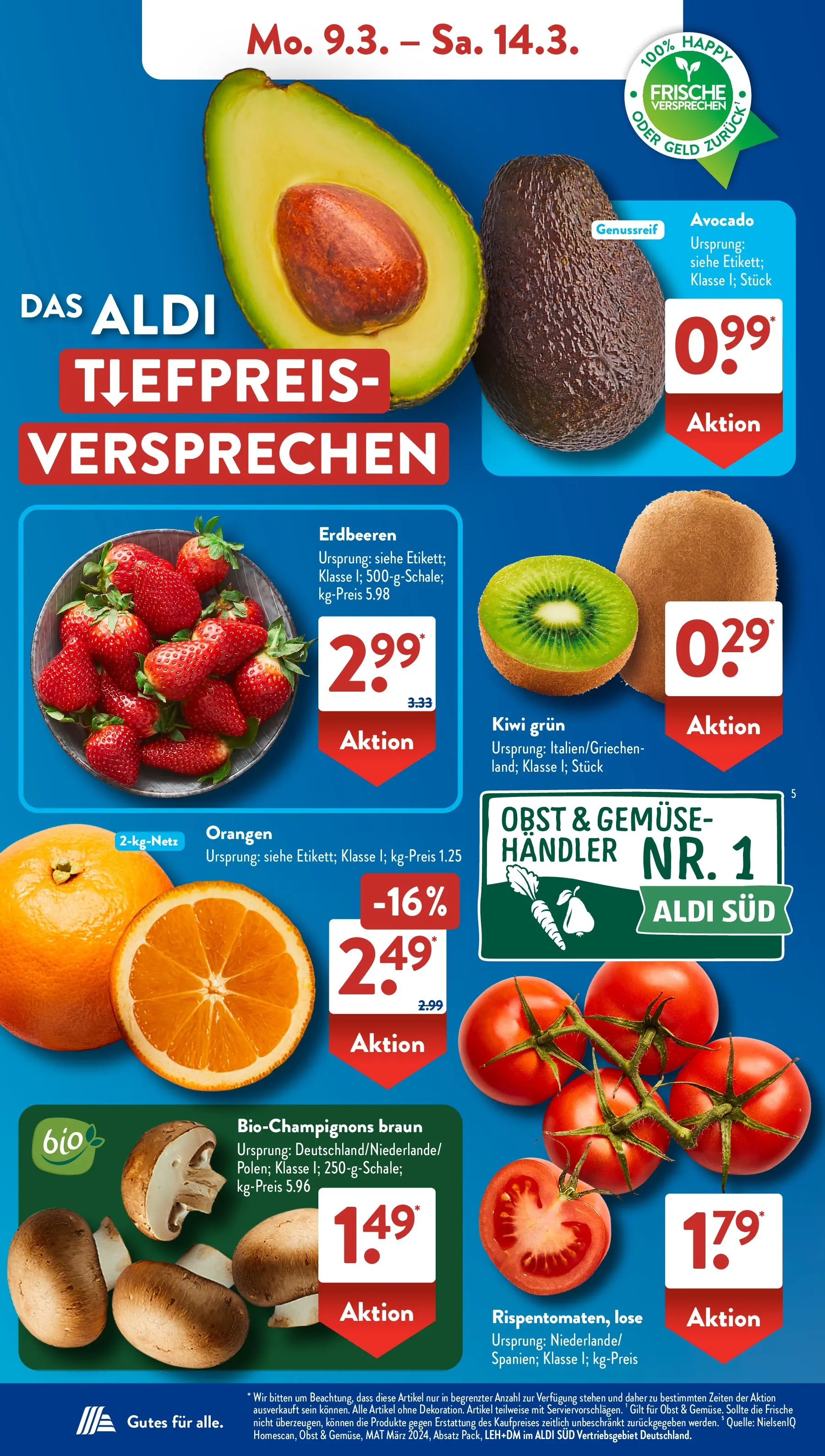 Aldi Süd Wochenangebote (ab 09.03.2026) zum Blättern | Seite: 4 | Produkte: Orangen, Avocado, Erdbeeren, Kiwi