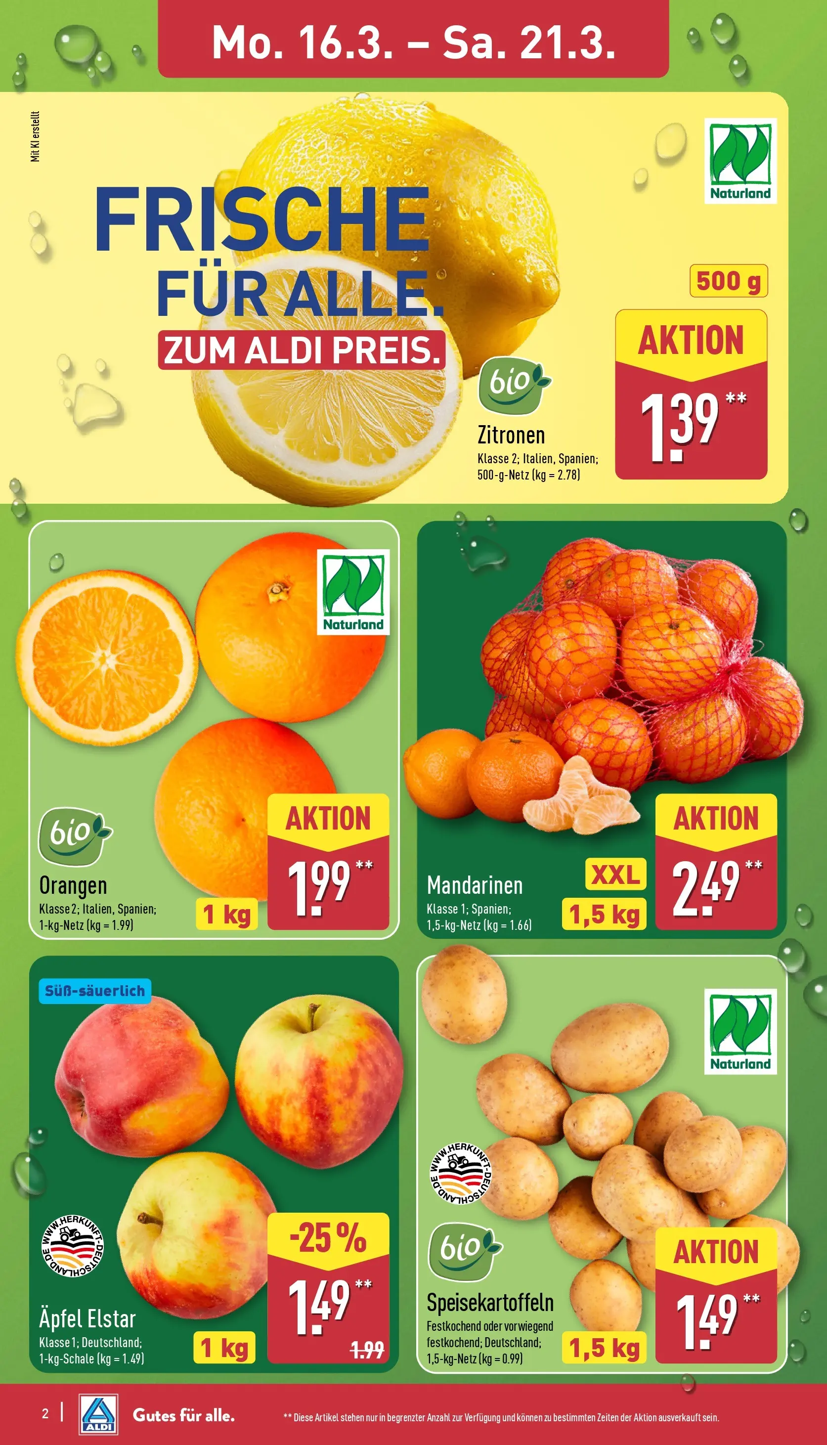Aldi - ALDI Nord: Wochenangebote (ab 15.03.2026) » Angebote Online | Seite: 2 | Produkte: Äpfel, Mandarinen, Orangen, Zitronen