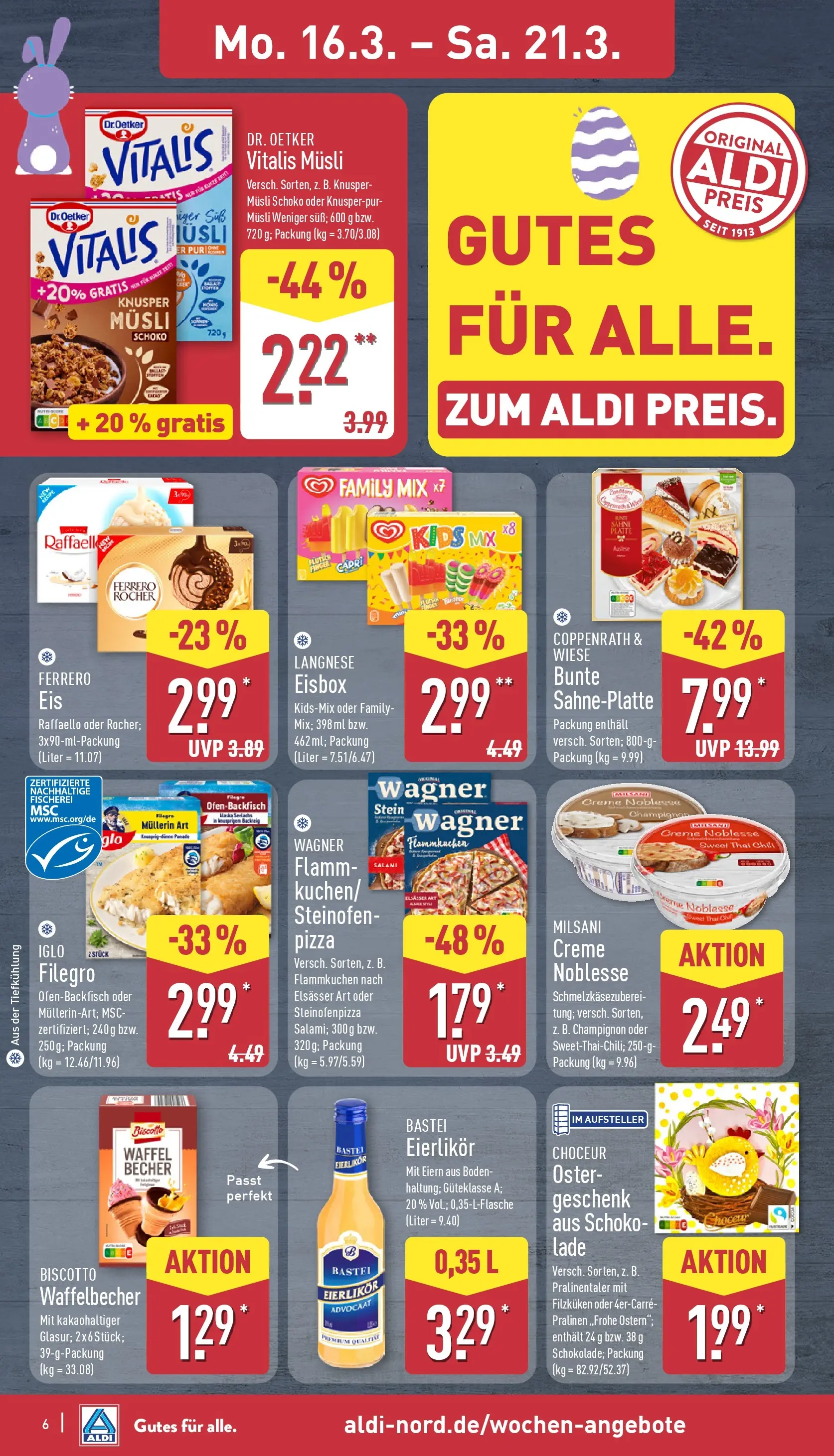 Aldi - ALDI Nord: Wochenangebote (ab 15.03.2026) » Angebote Online | Seite: 8 | Produkte: Musli, Raffaello, Iglo, Creme