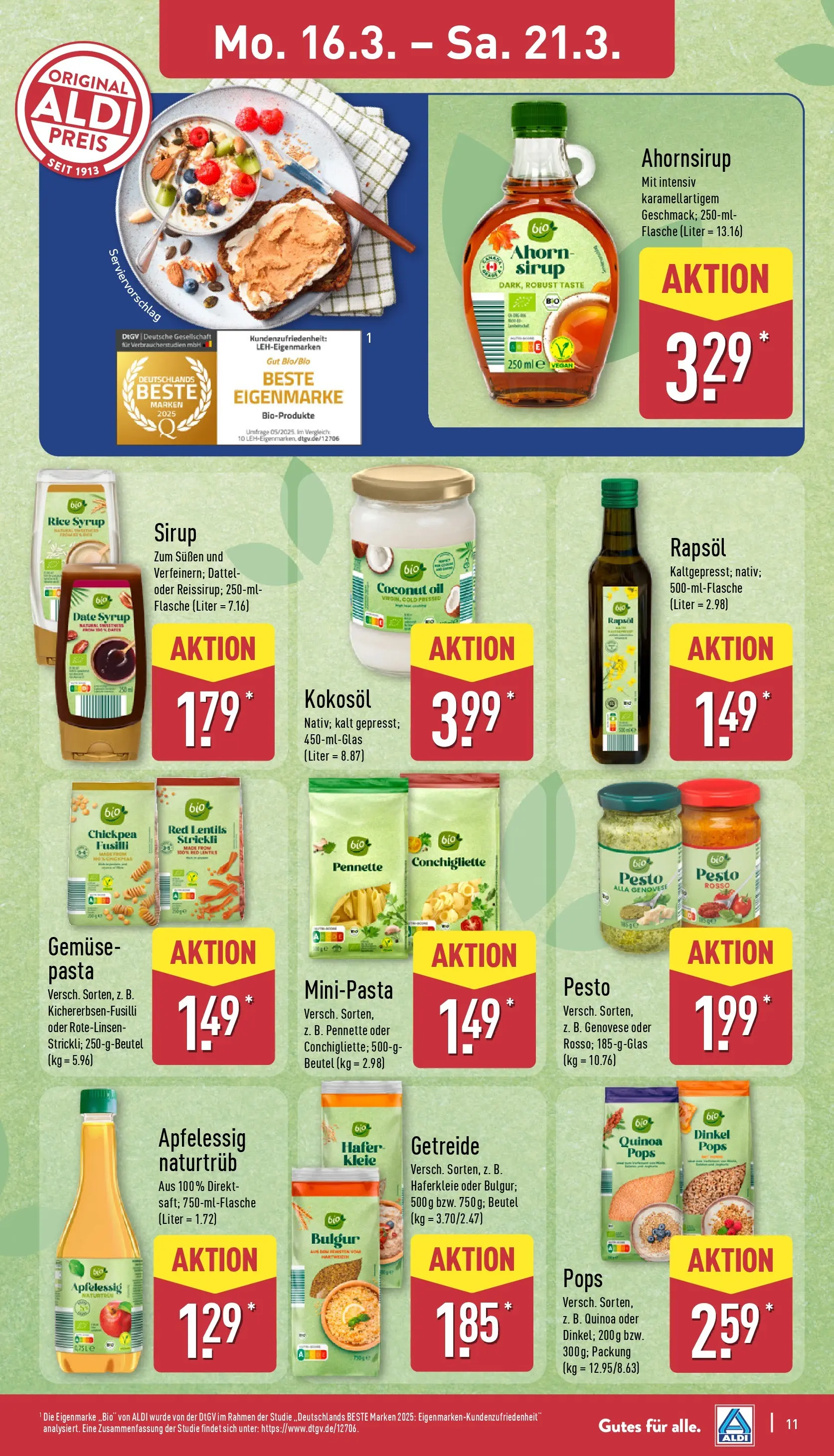 Aldi - ALDI Nord: Wochenangebote (ab 15.03.2026) » Angebote Online | Seite: 13 | Produkte: Rapsöl, Dattel, Pasta, Getreide