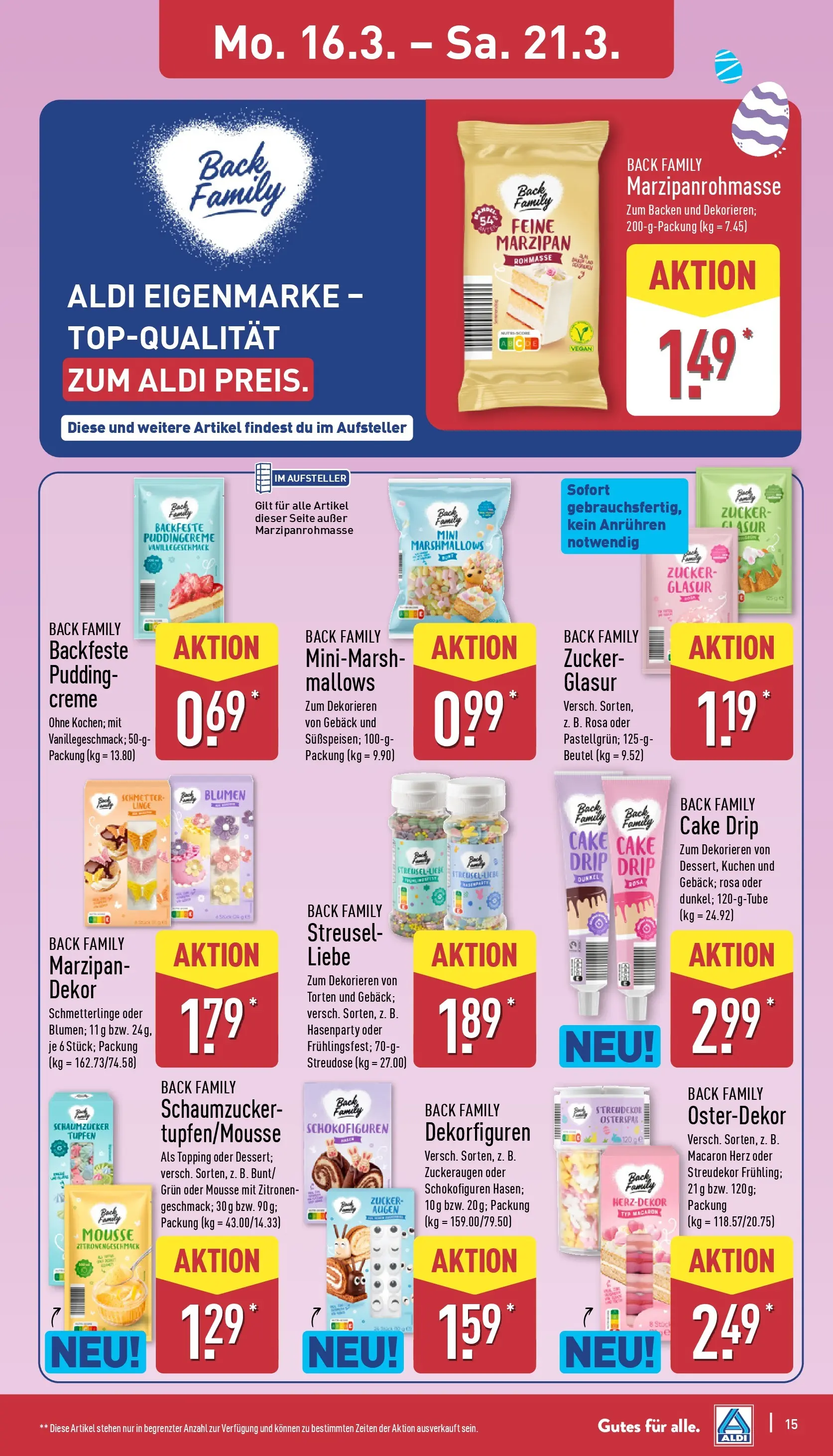 Aldi - ALDI Nord: Wochenangebote (ab 15.03.2026) » Angebote Online | Seite: 17 | Produkte: Pudding, Creme, Zucker, Kuchen