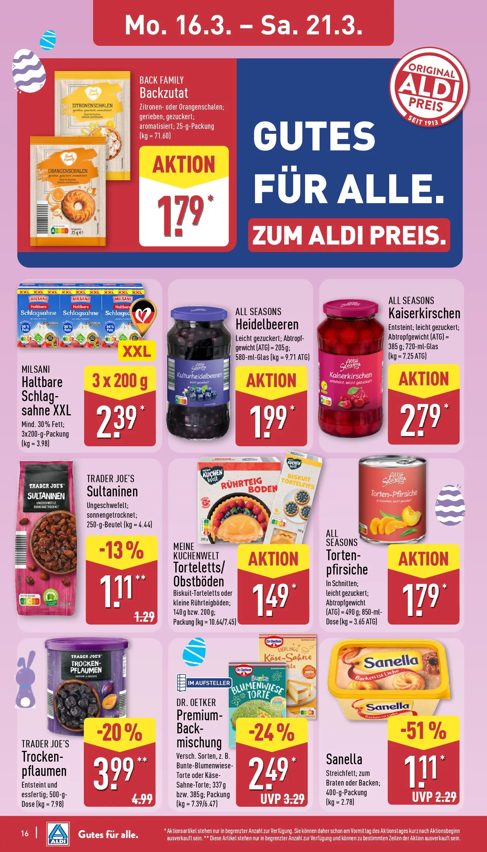 Aldi - ALDI Nord: Wochenangebote (ab 15.03.2026) » Angebote Online | Seite: 18 | Produkte: Käse, Heidelbeeren, Sanella, Zitronen