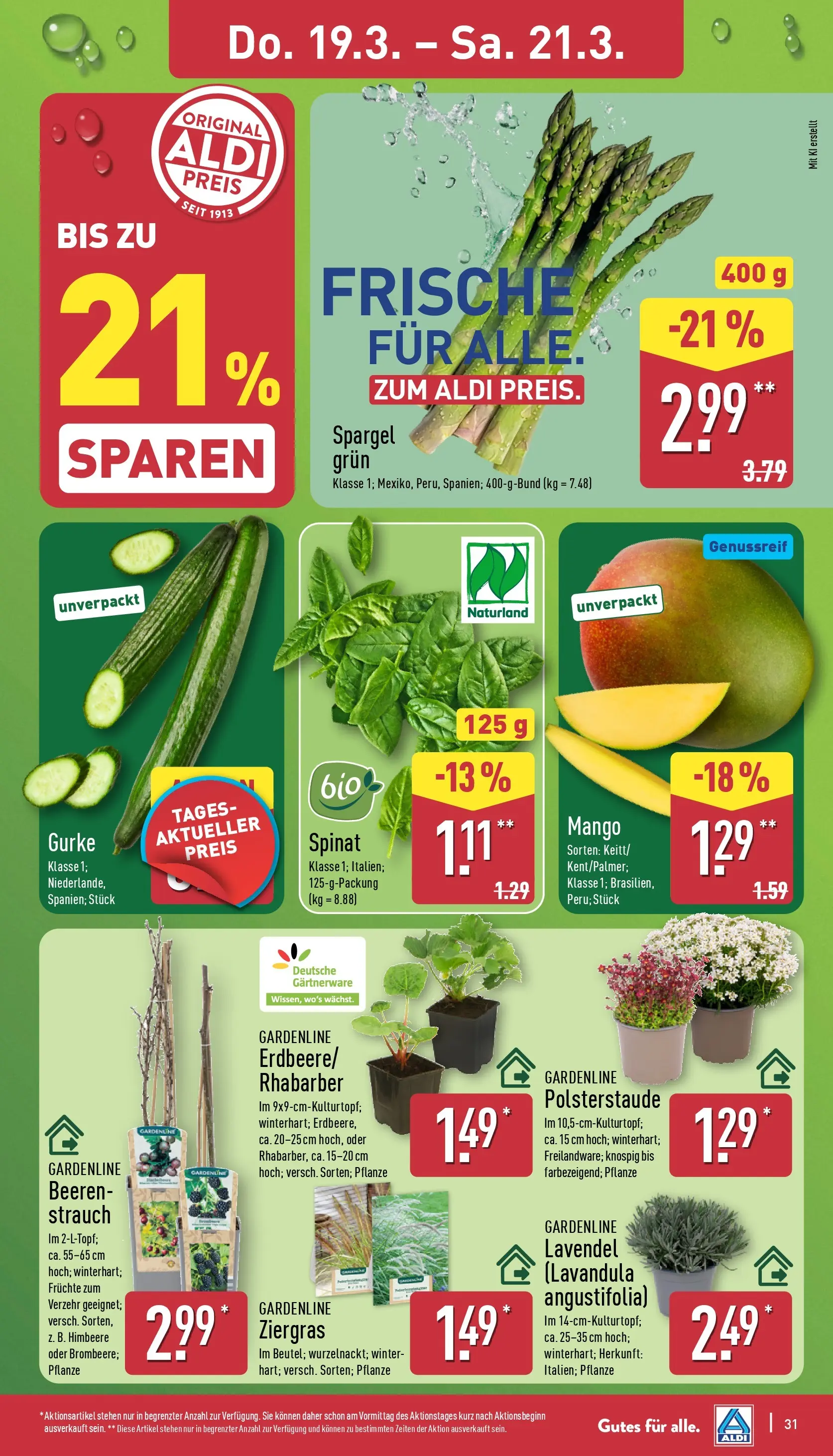 Aldi - ALDI Nord: Wochenangebote (ab 15.03.2026) » Angebote Online | Seite: 33 | Produkte: Spargel, Mango, Rhabarber, Lavendel