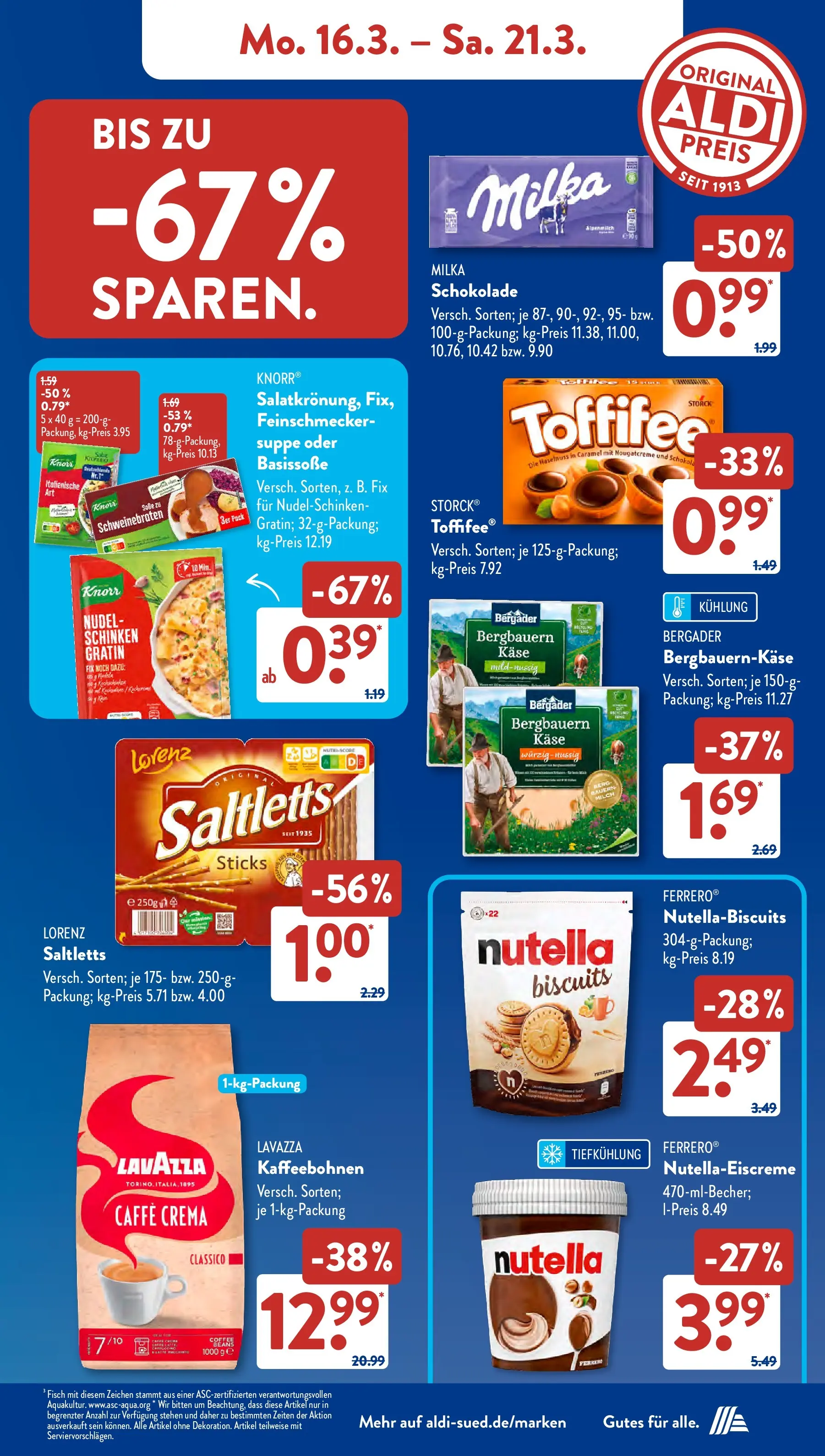 Aldi Süd - Aldi Süd: Wochenangebote (ab 15.03.2026) zum Blättern | Seite: 7 | Produkte: Knorr, Milka, Nutella, Fisch
