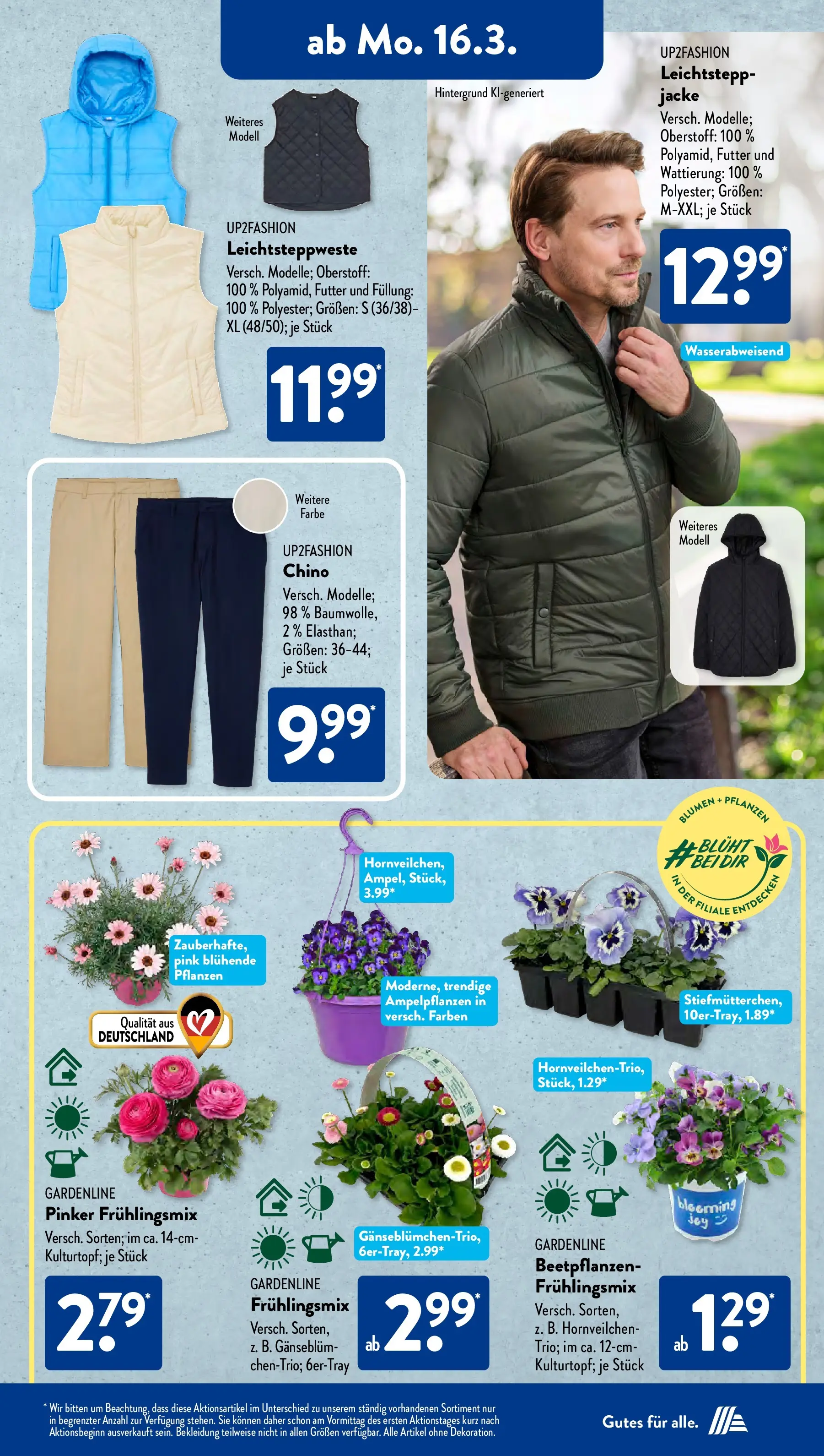 Aldi Süd - Aldi Süd: Wochenangebote (ab 15.03.2026) zum Blättern | Seite: 17 | Produkte: Up2fashion, Blumen, Bekleidung, Jacke