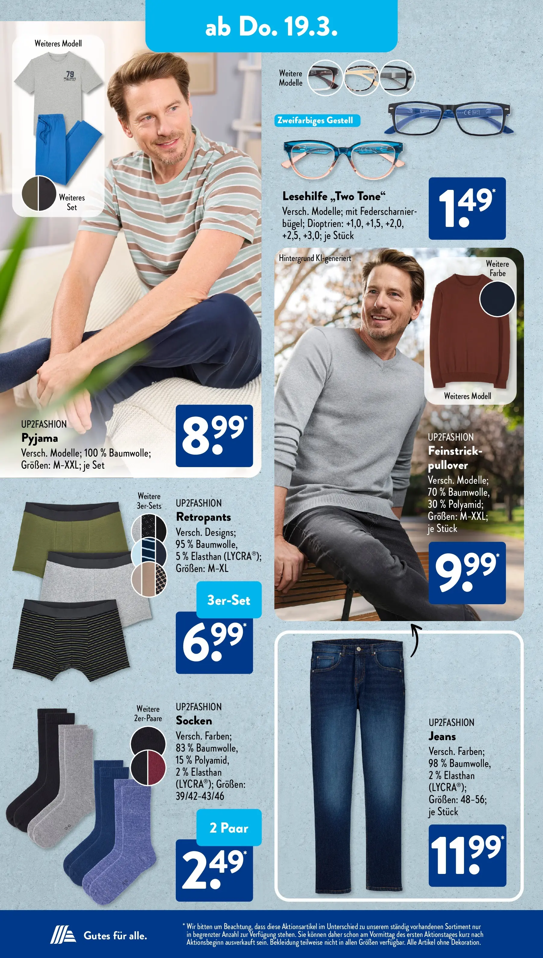 Aldi Süd - Aldi Süd: Wochenangebote (ab 15.03.2026) zum Blättern | Seite: 23 | Produkte: Up2fashion, Pullover, Pyjama, Jeans