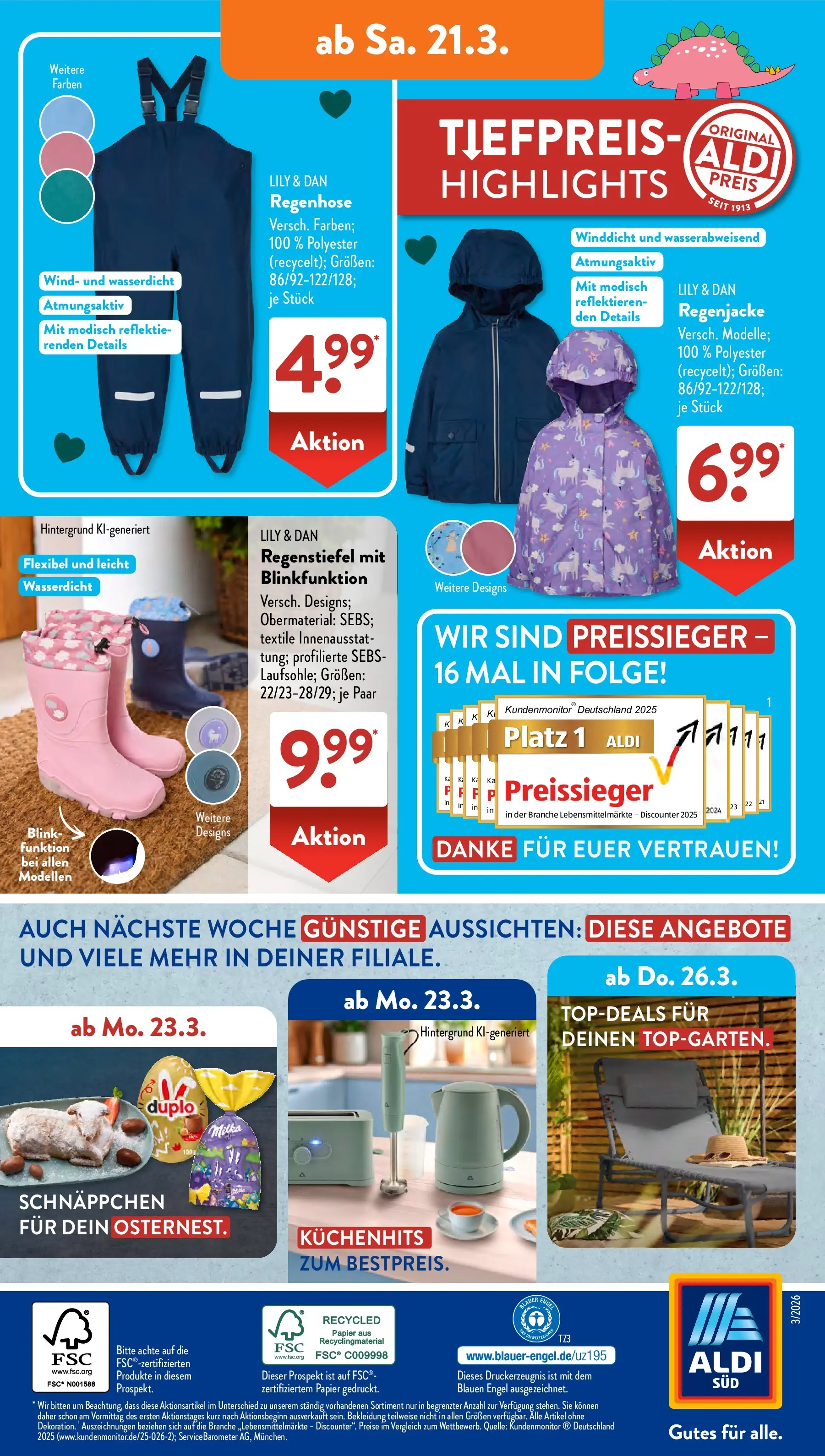 Aldi Süd - Aldi Süd: Wochenangebote (ab 15.03.2026) zum Blättern | Seite: 29 | Produkte: Regenjacke, Bekleidung