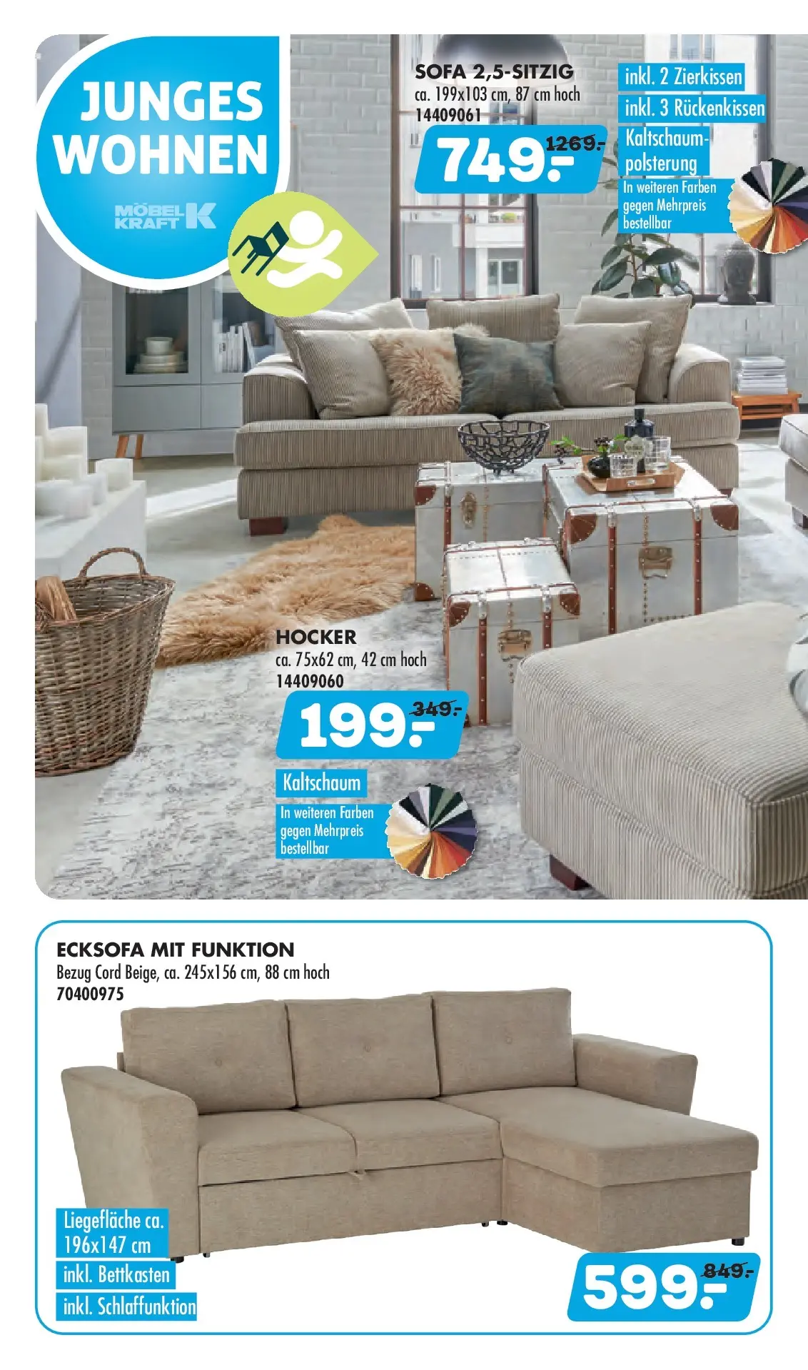 Möbel Kraft Bestpreis-Auswahl zum Jubiläum (ab 11.03.2026) zum Blättern | Seite: 6 | Produkte: Hocker, Ecksofa, Sofa
