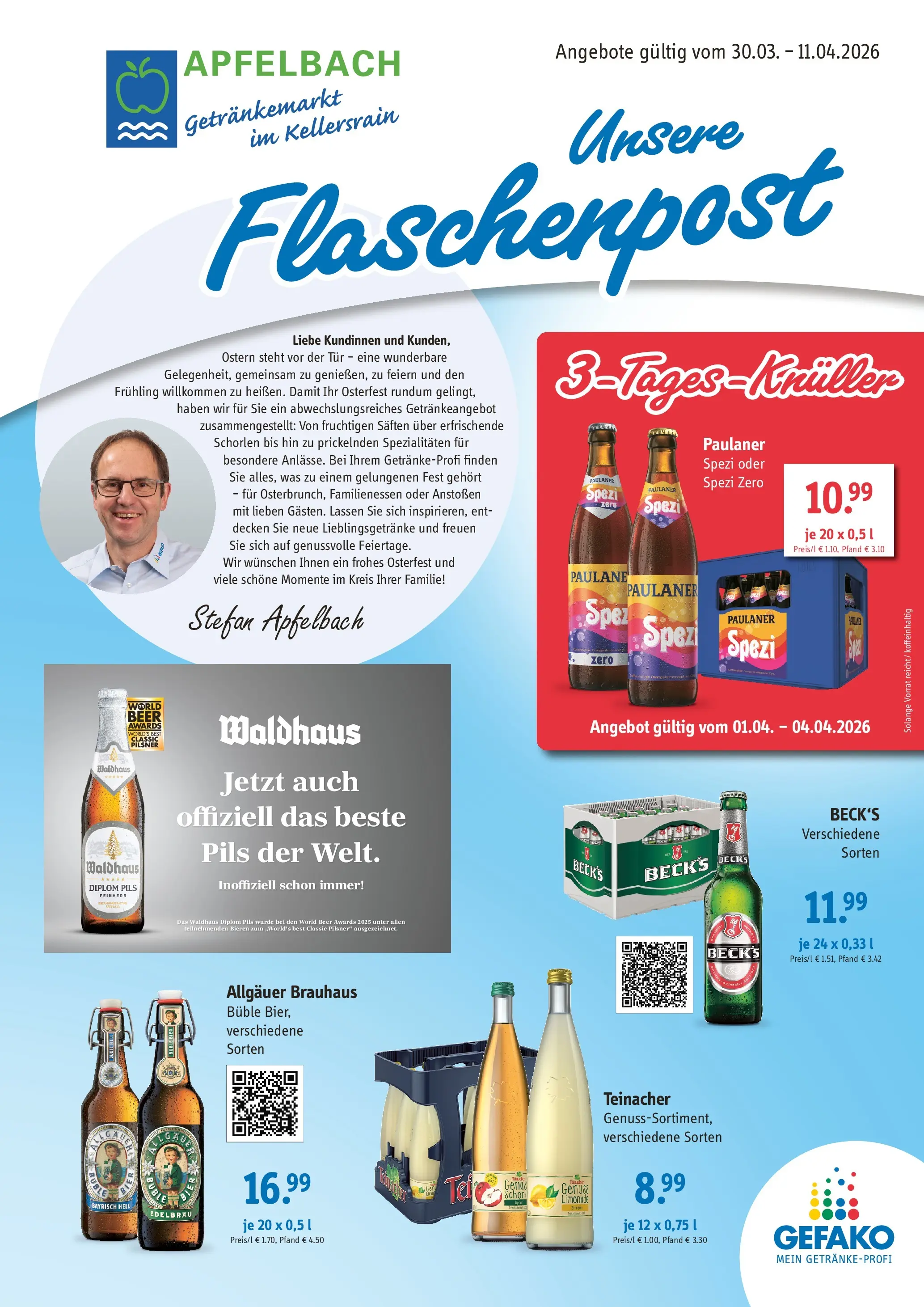 Angebote - Getränke Apfelbach: Angebote (ab 29.03.2026) zum Blättern | Seite: 1 | Produkte: Bier, Paulaner spezi, Tür, Paulaner