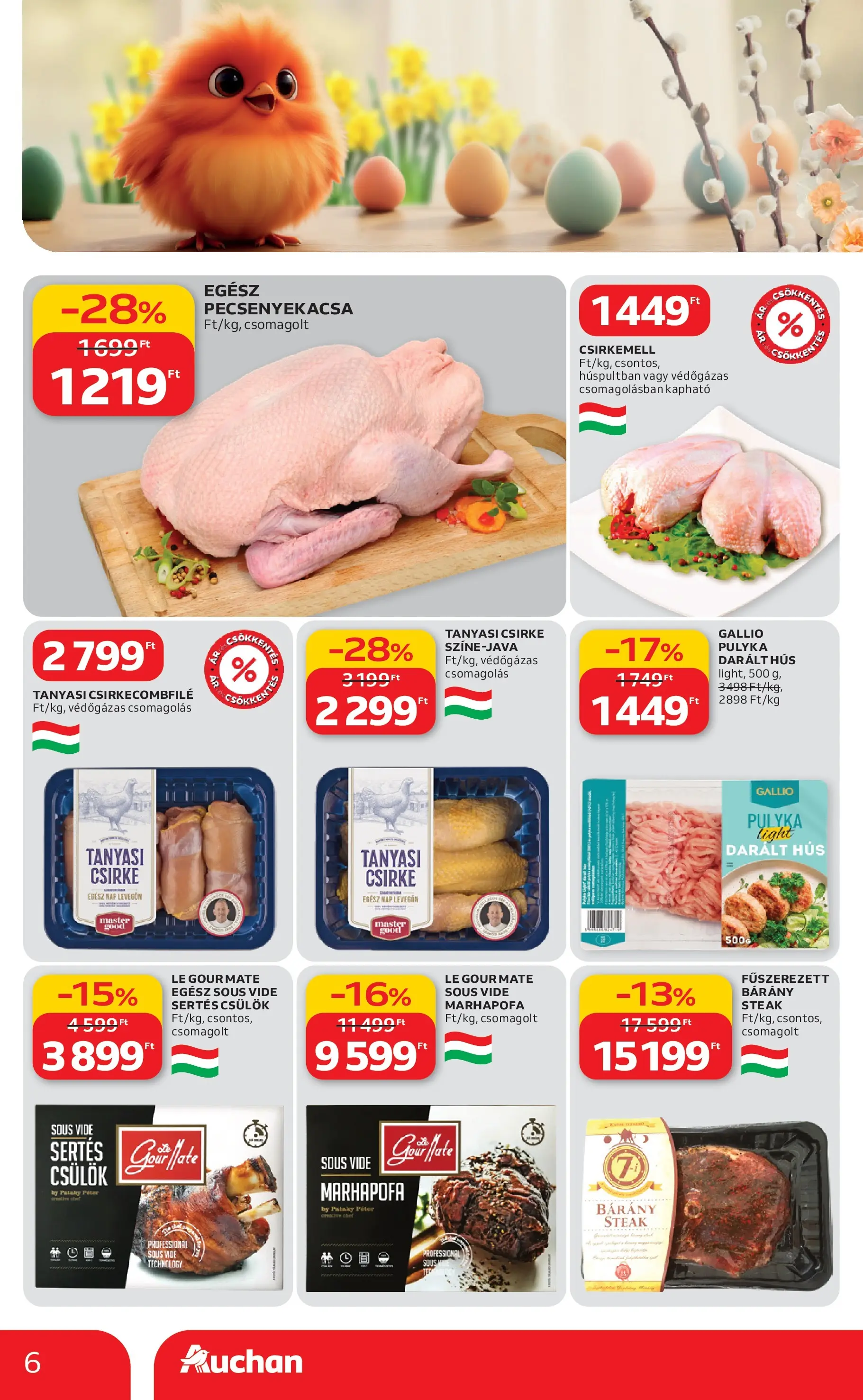 Auchan akciós újság Budapest - 2026.03.12. -tól/töl > akció, lapozható szórólap 🛍️ | Oldal: 6 | Termékek: Hús, Csirkecombfile, Tanyasi csirke, Csirkemell