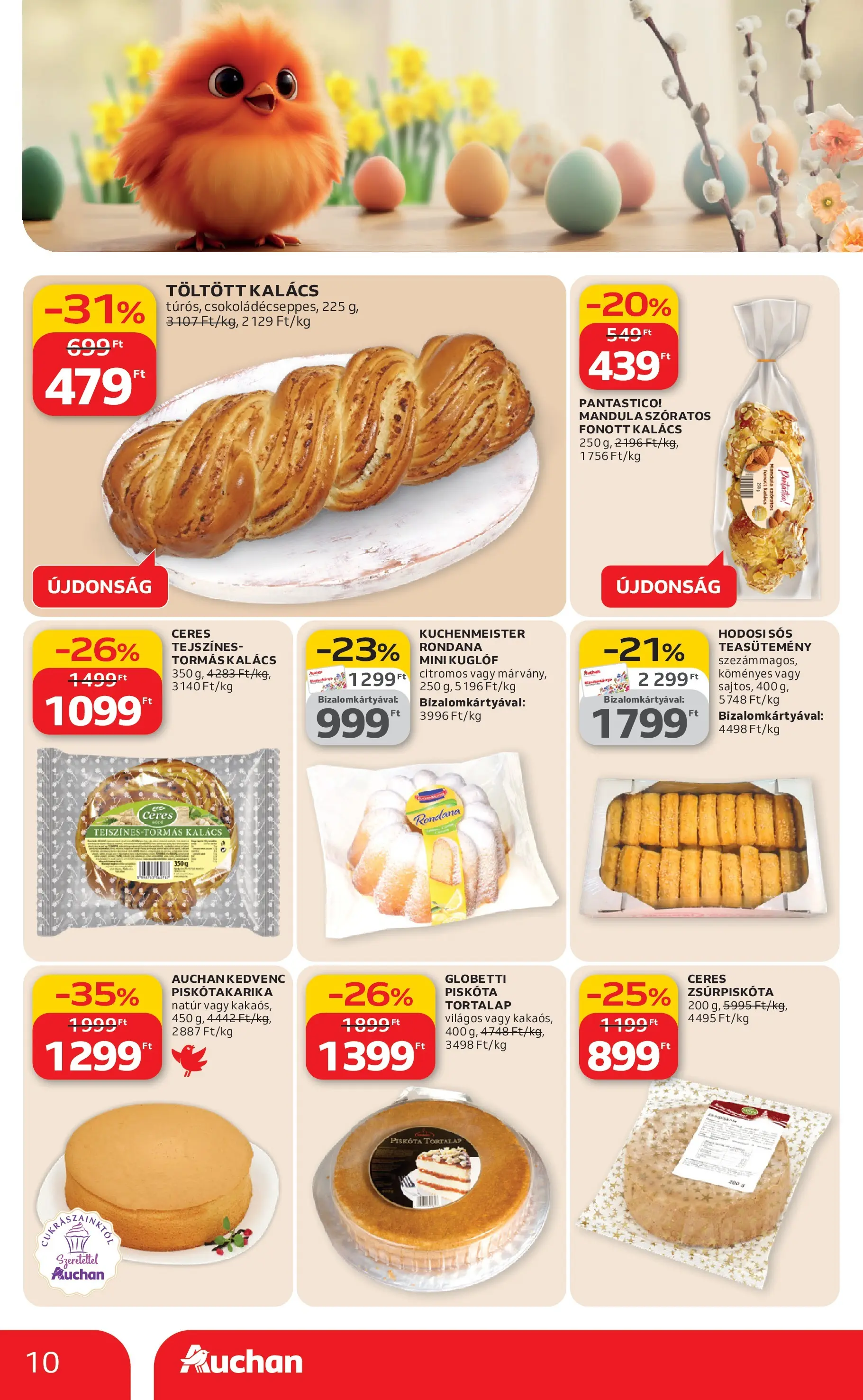 Auchan akciós újság Budapest - 2026.03.12. -tól/töl > akció, lapozható szórólap 🛍️ | Oldal: 10 | Termékek: Piskóta, Mandula, Teasütemény, Kuglóf