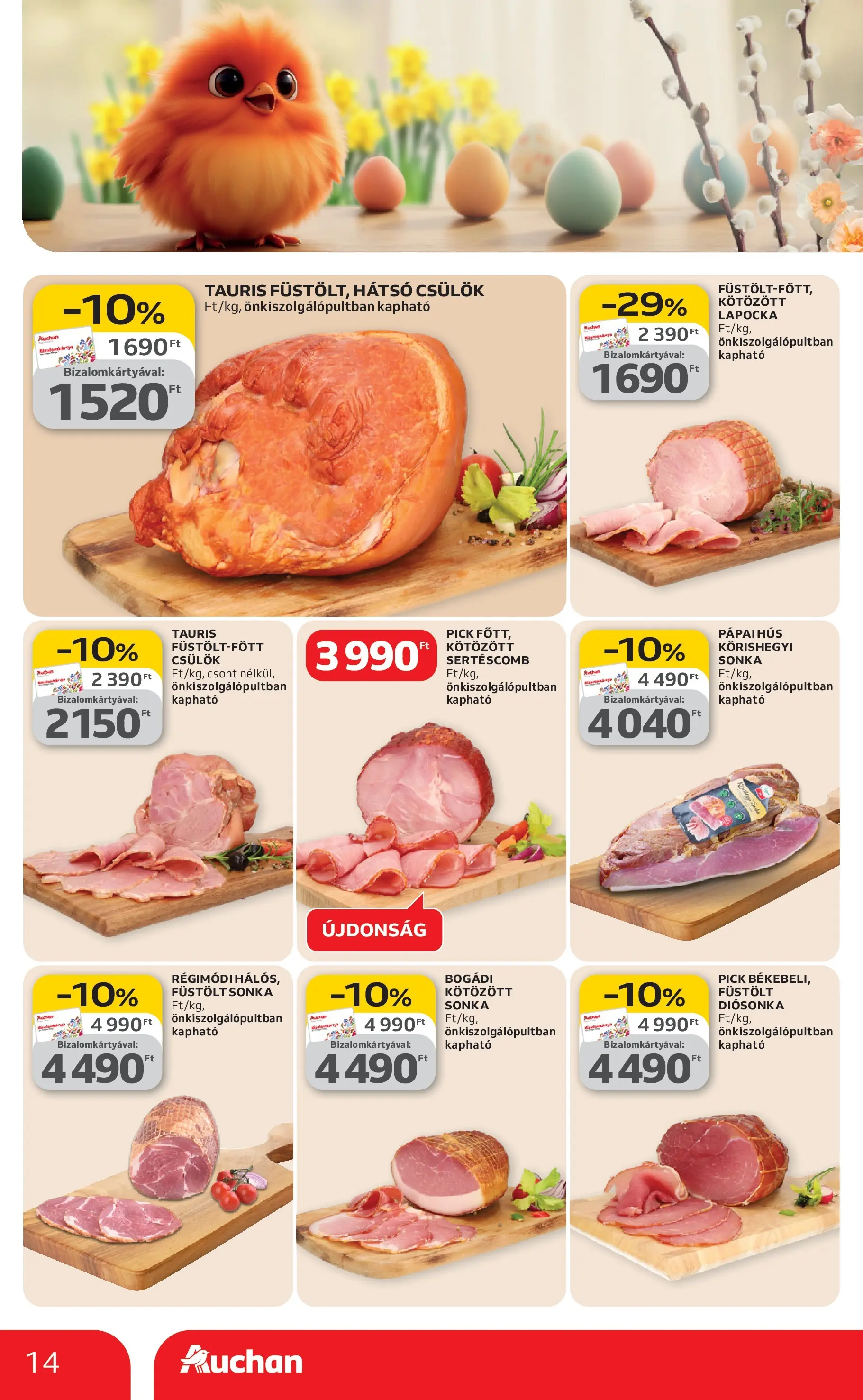 Auchan akciós újság Budapest - 2026.03.12. -tól/töl > akció, lapozható szórólap 🛍️ | Oldal: 14 | Termékek: Pick, Sertéscomb, Sonka