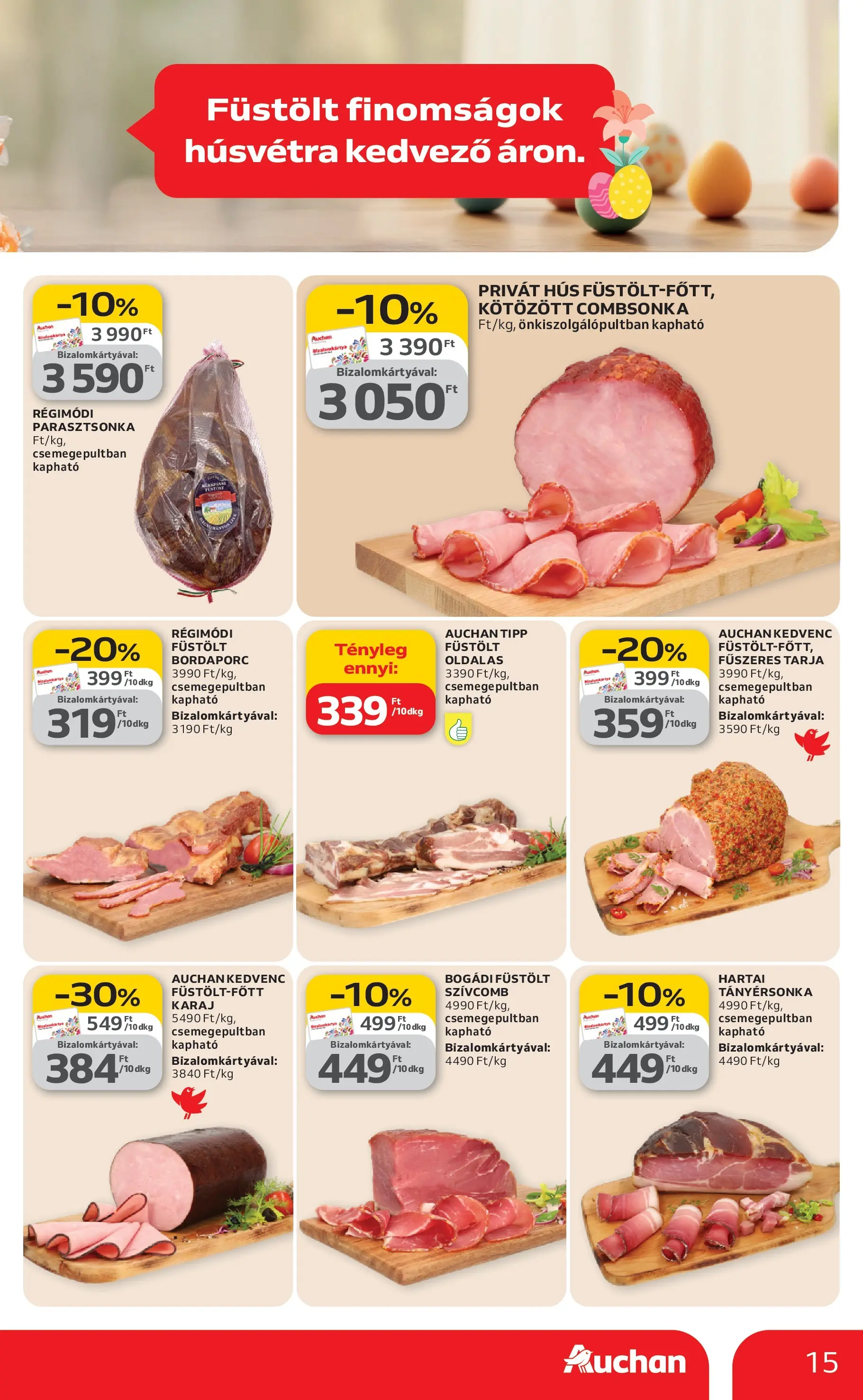 Auchan akciós újság Budapest - 2026.03.12. -tól/töl > akció, lapozható szórólap 🛍️ | Oldal: 15 | Termékek: Hús, Tarja, Karaj, Combsonka