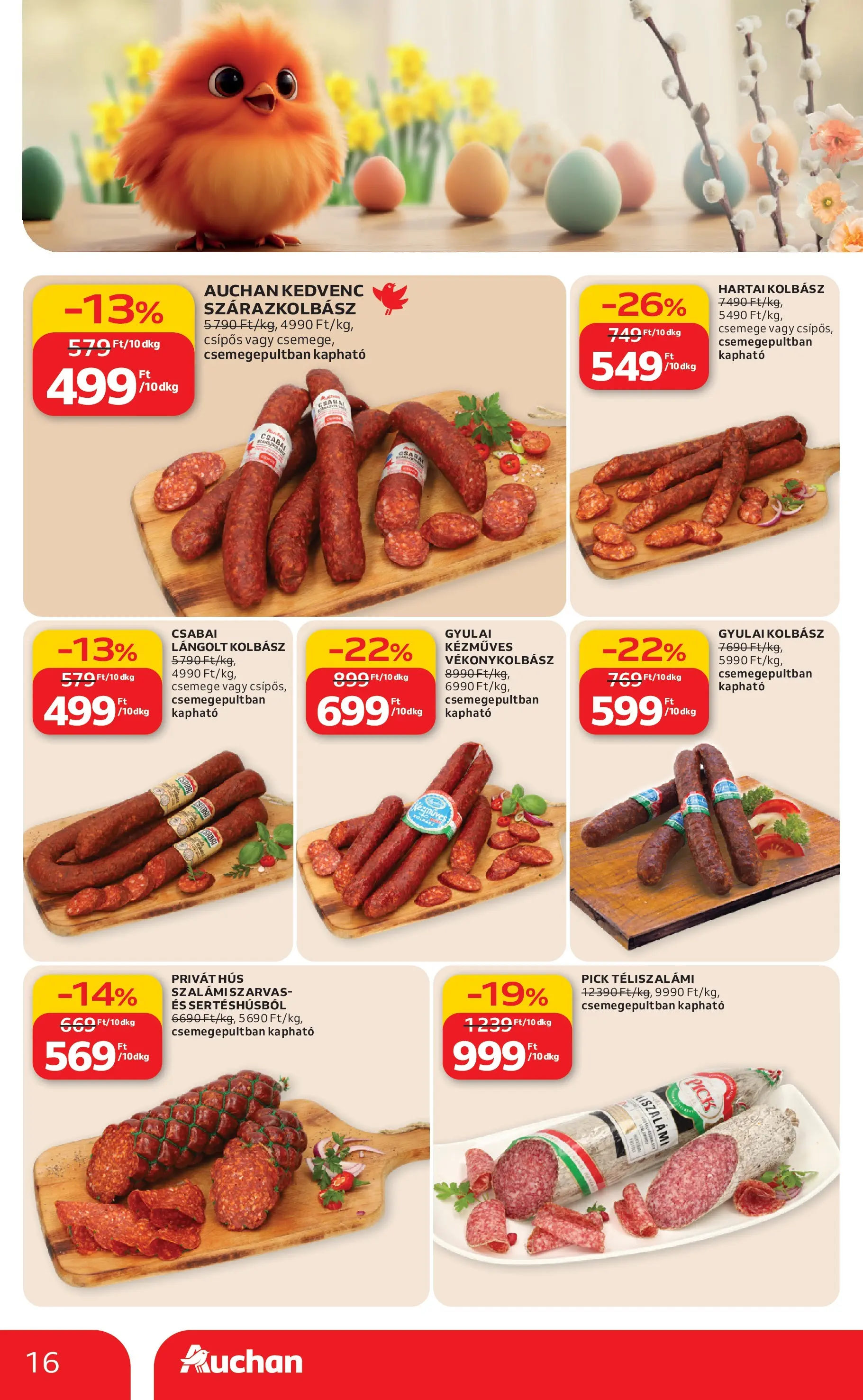 Auchan akciós újság Budapest - 2026.03.12. -tól/töl > akció, lapozható szórólap 🛍️ | Oldal: 16 | Termékek: Hús, Pick téliszalámi, Pick, Téliszalámi