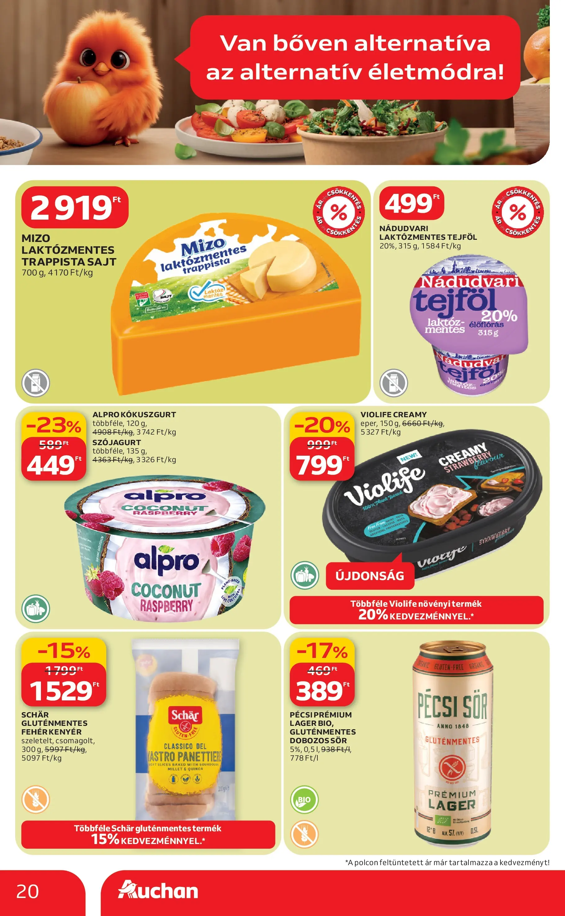 Auchan akciós újság Budapest - 2026.03.12. -tól/töl > akció, lapozható szórólap 🛍️ | Oldal: 20 | Termékek: Kiseli krastavci, Sajt, Tejföl, Gluténmentes