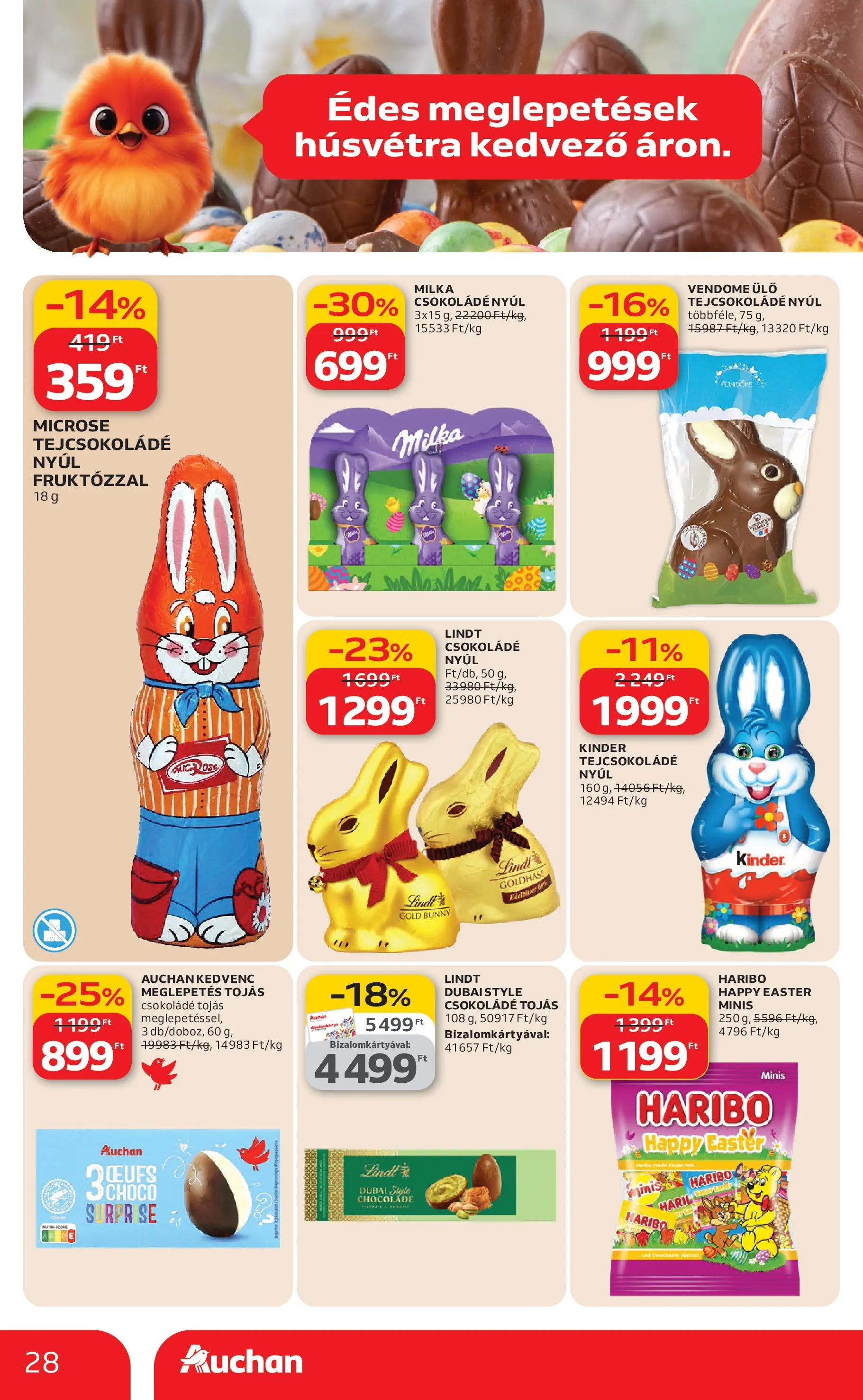 Auchan akciós újság Budapest - 2026.03.12. -tól/töl > akció, lapozható szórólap 🛍️ | Oldal: 28 | Termékek: Tejcsokoládé, Tojás, Csokoládé
