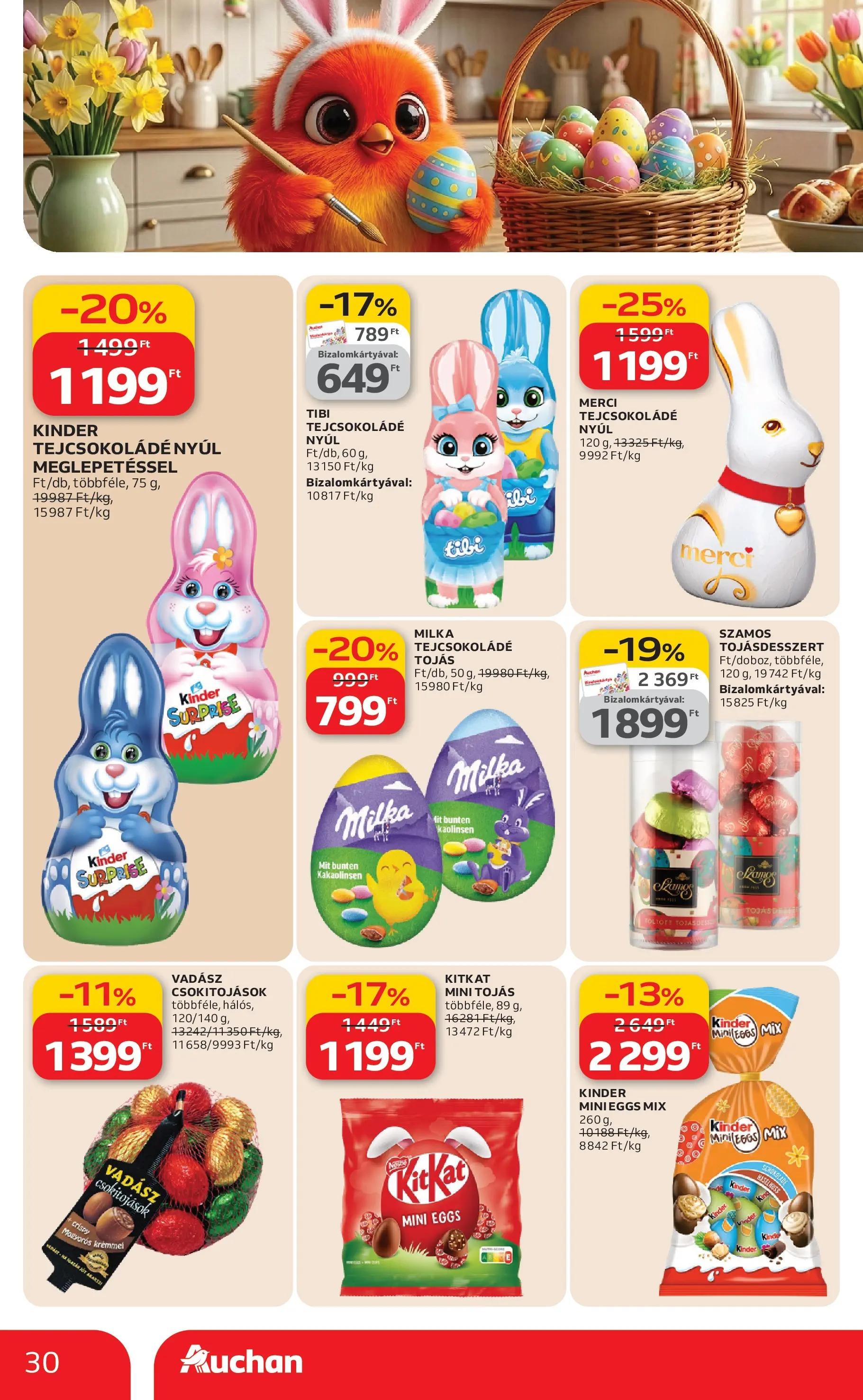 Auchan akciós újság Budapest - 2026.03.12. -tól/töl > akció, lapozható szórólap 🛍️ | Oldal: 30 | Termékek: Tejcsokoládé, Tojás