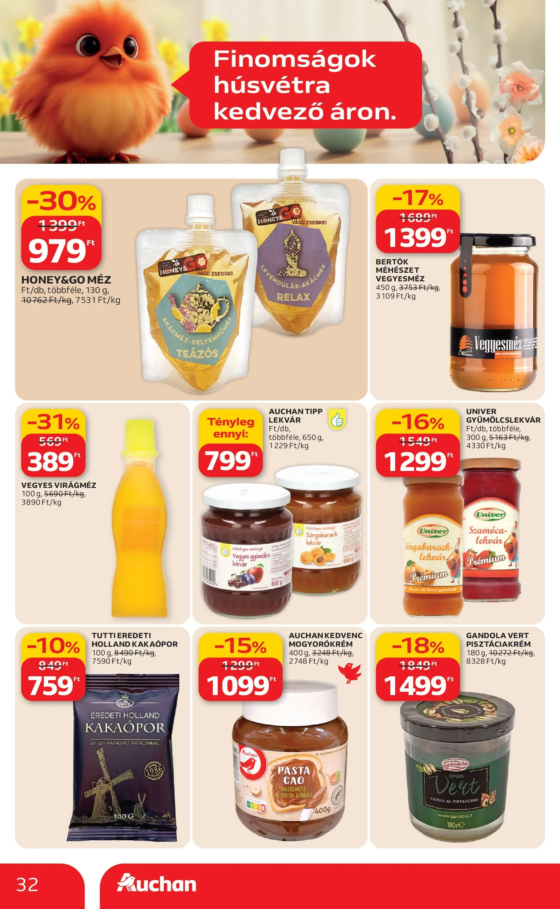 Auchan akciós újság Budapest - 2026.03.12. -tól/töl > akció, lapozható szórólap 🛍️ | Oldal: 32 | Termékek: Gyümölcs, Méz, Virágméz, Kakaópor