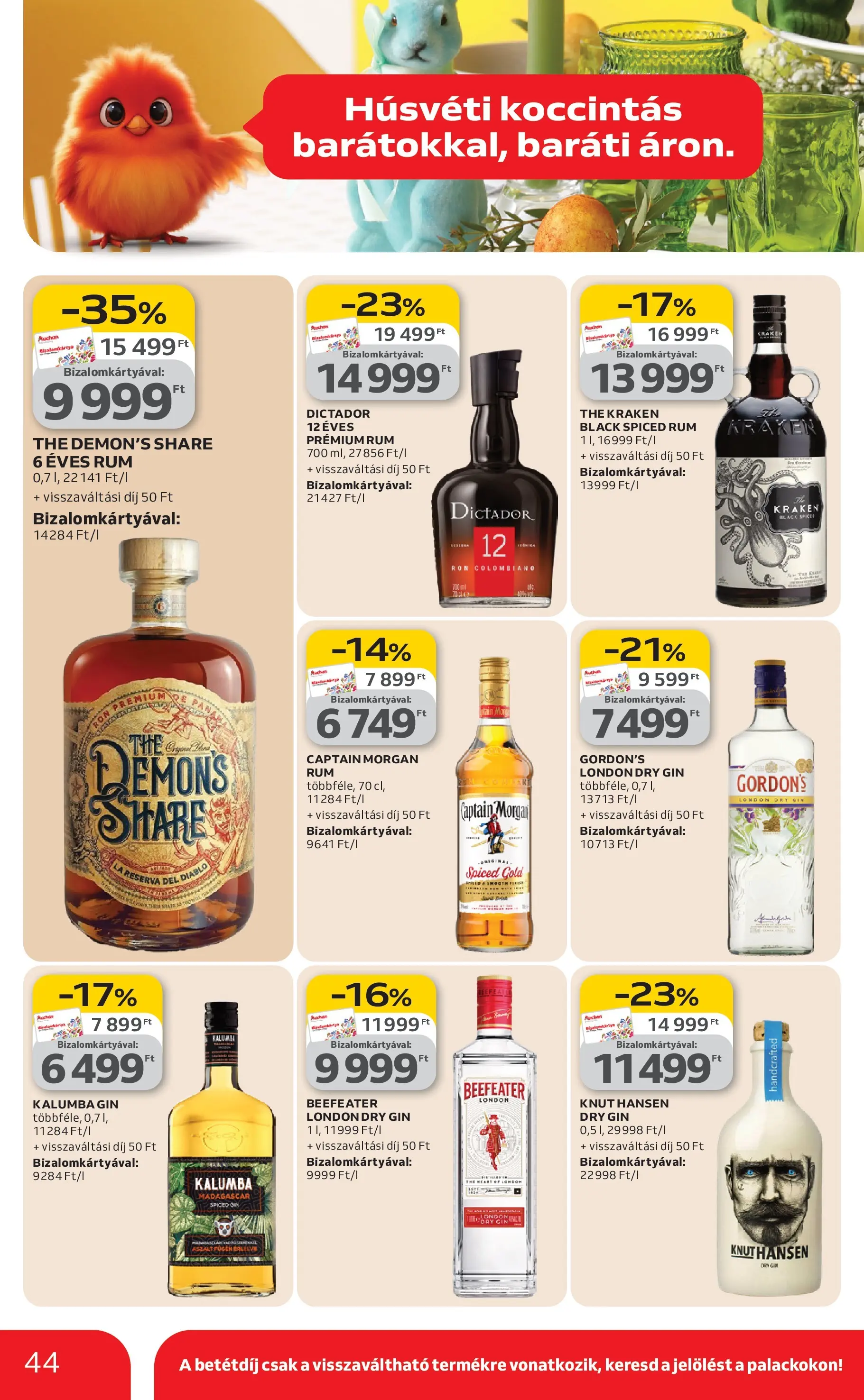 Auchan akciós újság Budapest - 2026.03.12. -tól/töl > akció, lapozható szórólap 🛍️ | Oldal: 44 | Termékek: Rum, Captain morgan, Gin