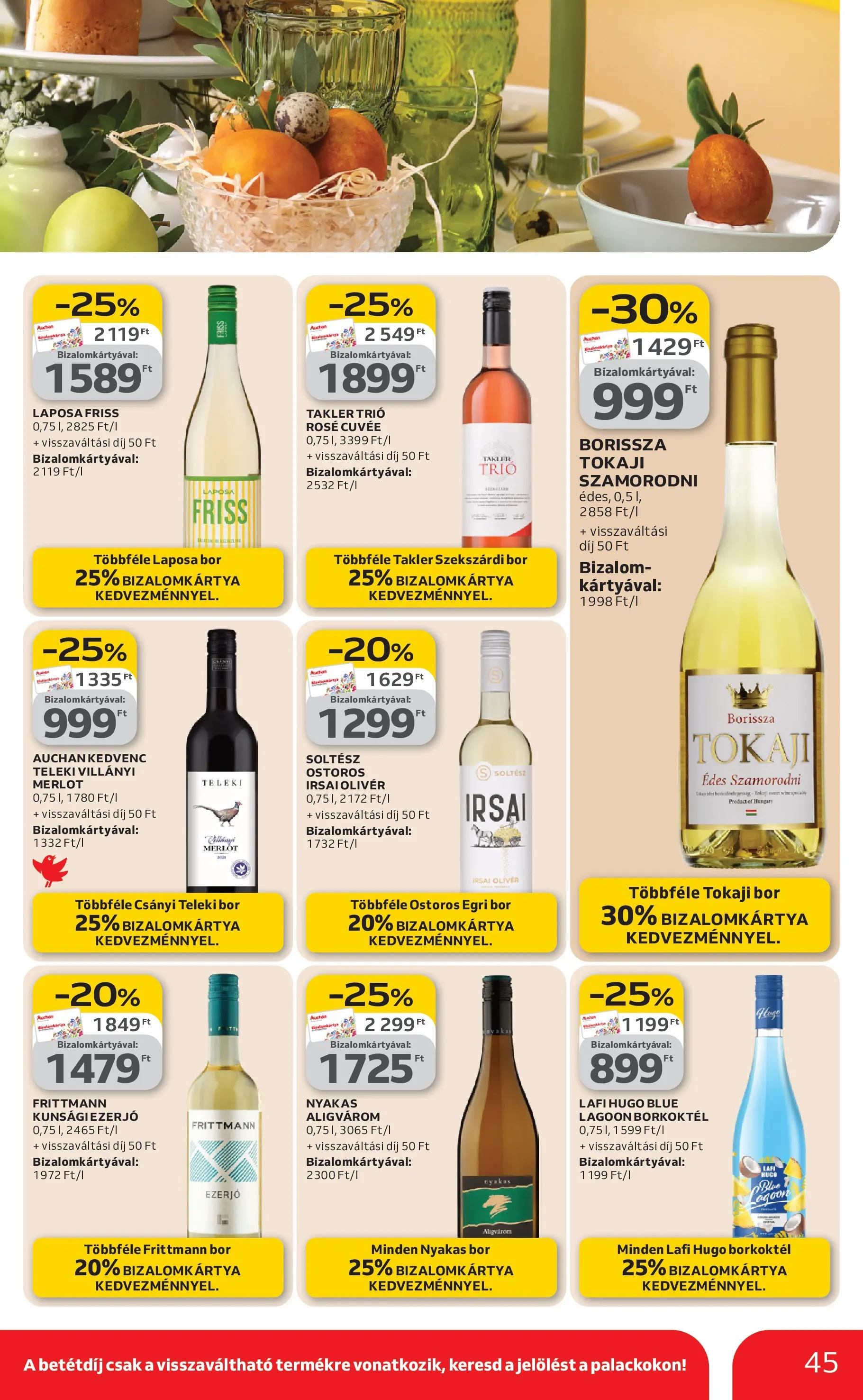 Auchan akciós újság Budapest - 2026.03.12. -tól/töl > akció, lapozható szórólap 🛍️ | Oldal: 45 | Termékek: Bor