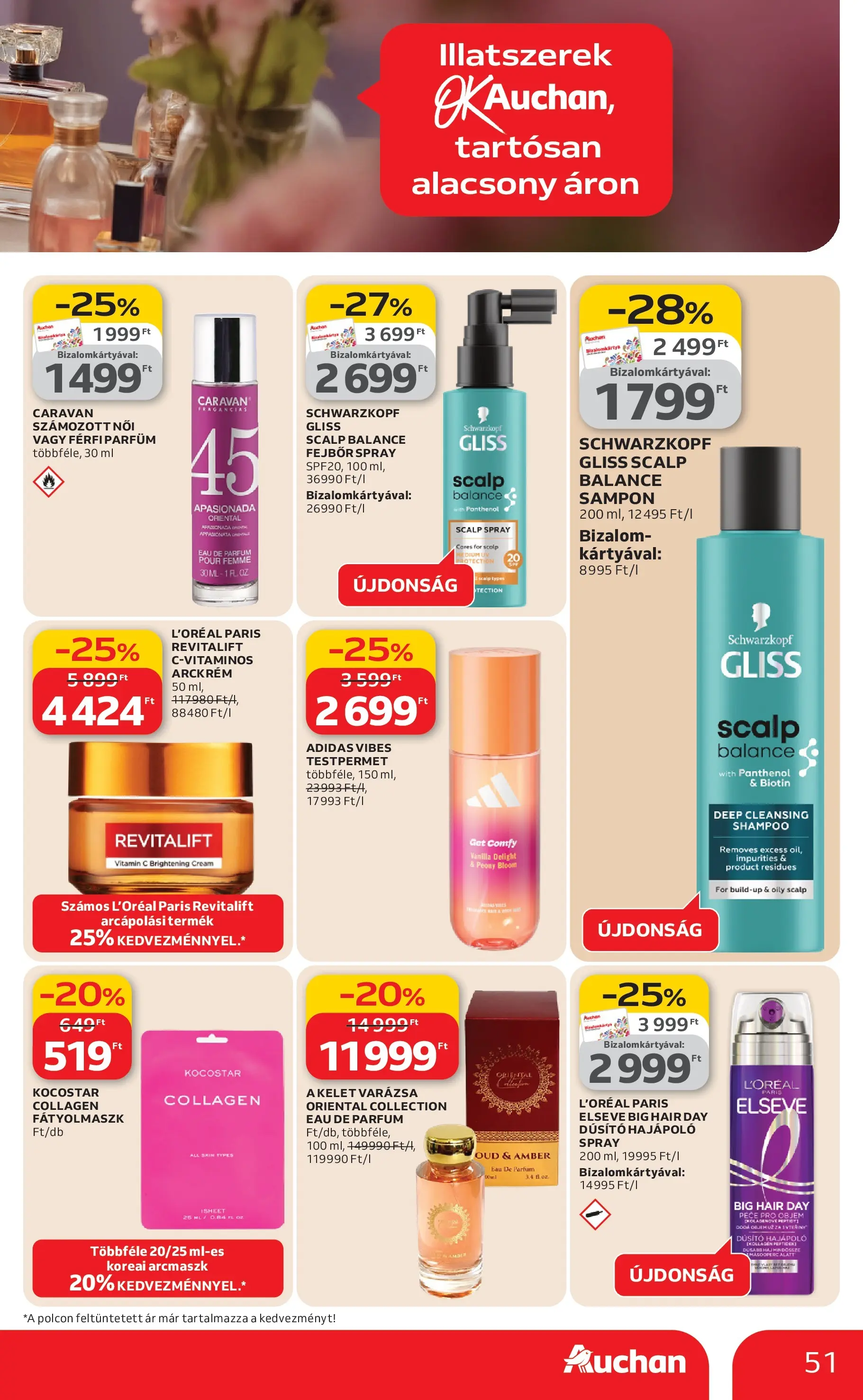 Auchan akciós újság Budapest - 2026.03.12. -tól/töl > akció, lapozható szórólap 🛍️ | Oldal: 51 | Termékek: Testpermet, Arckrém, Parfüm, Vitamin c