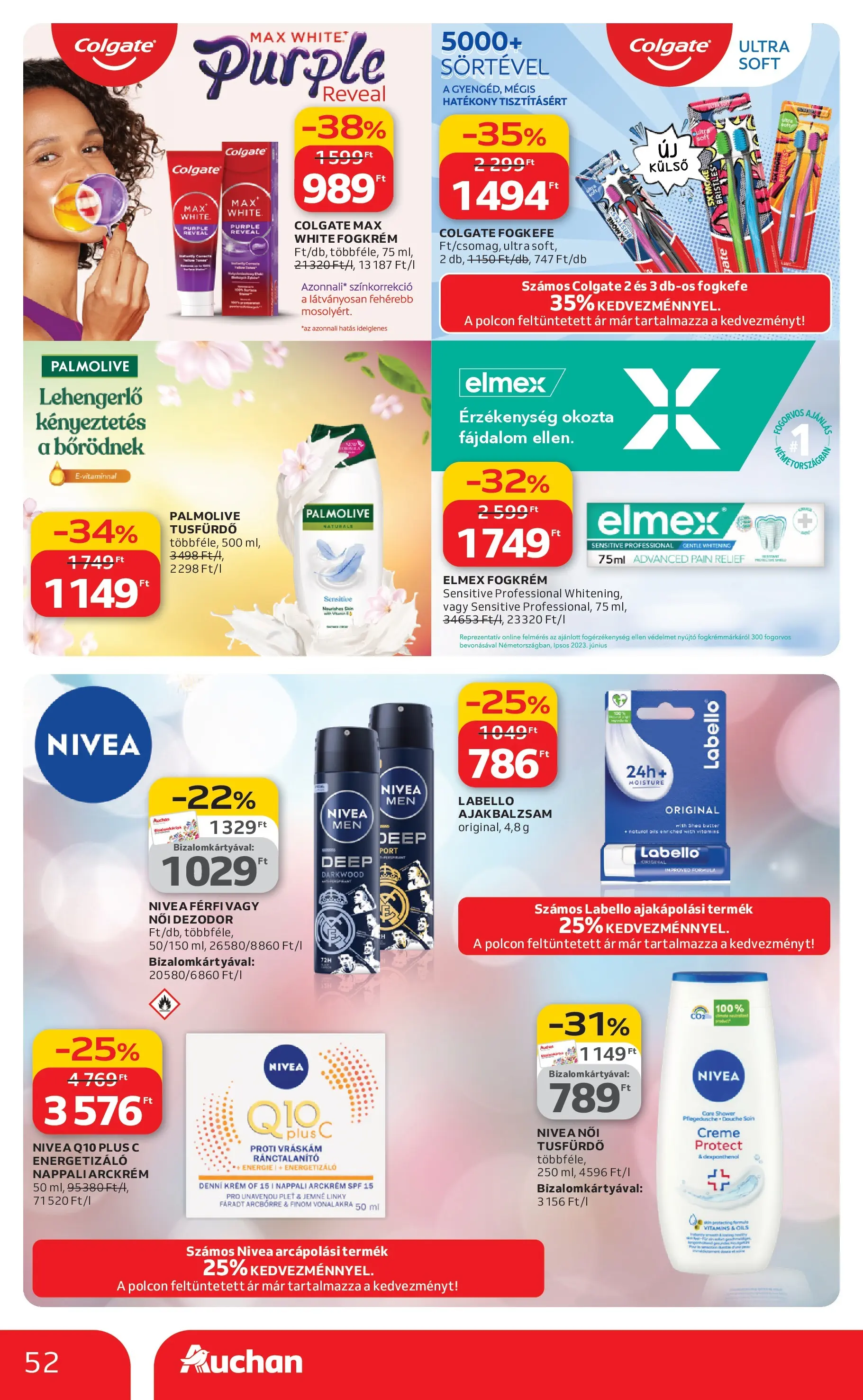 Auchan akciós újság Budapest - 2026.03.12. -tól/töl > akció, lapozható szórólap 🛍️ | Oldal: 52 | Termékek: Arckrém, Tusfürdő, Dezodor, Fogkrém