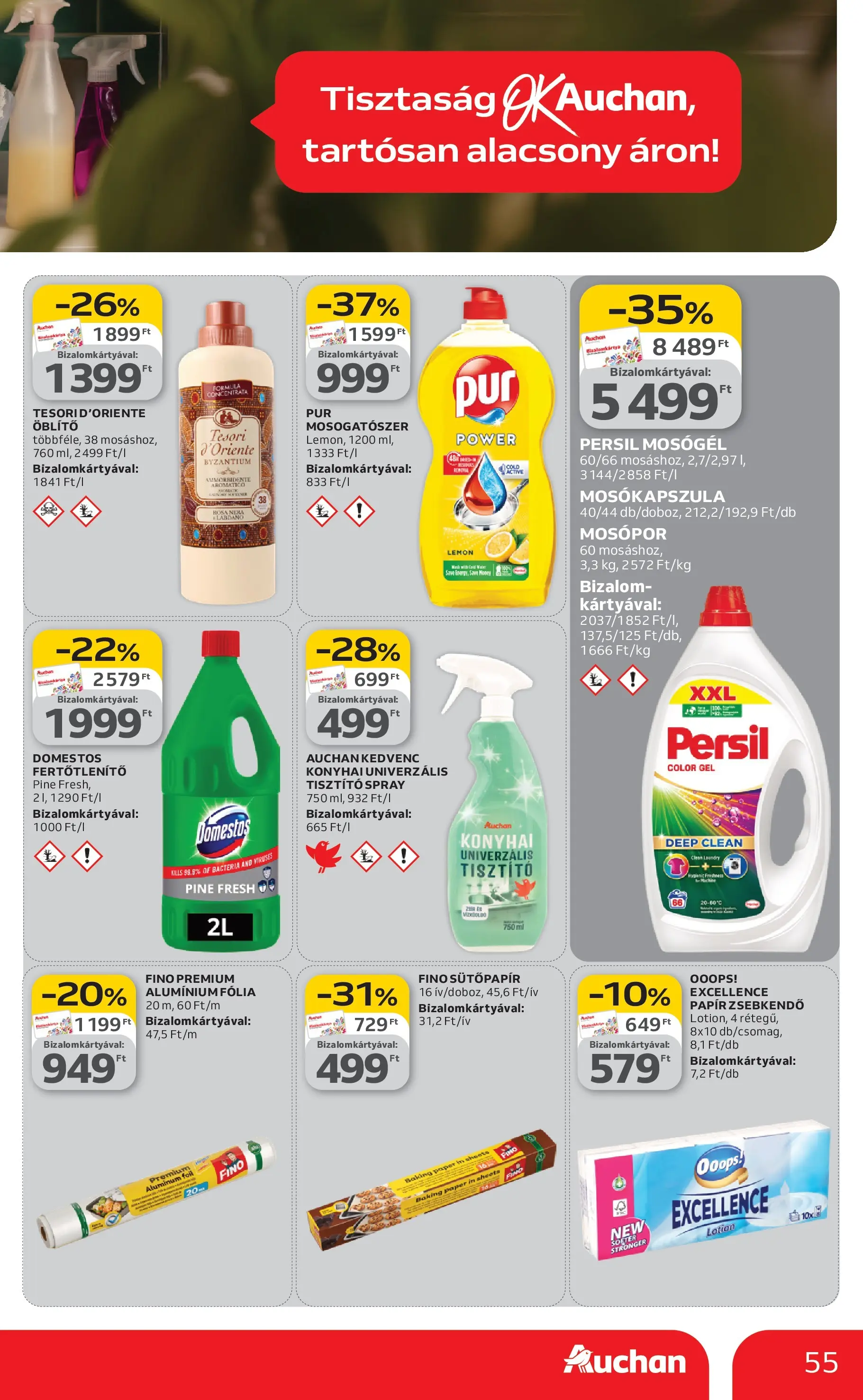 Auchan akciós újság Budapest - 2026.03.12. -tól/töl > akció, lapozható szórólap 🛍️ | Oldal: 55 | Termékek: Persil, Mosógél, Mosókapszula, Mosogatószer