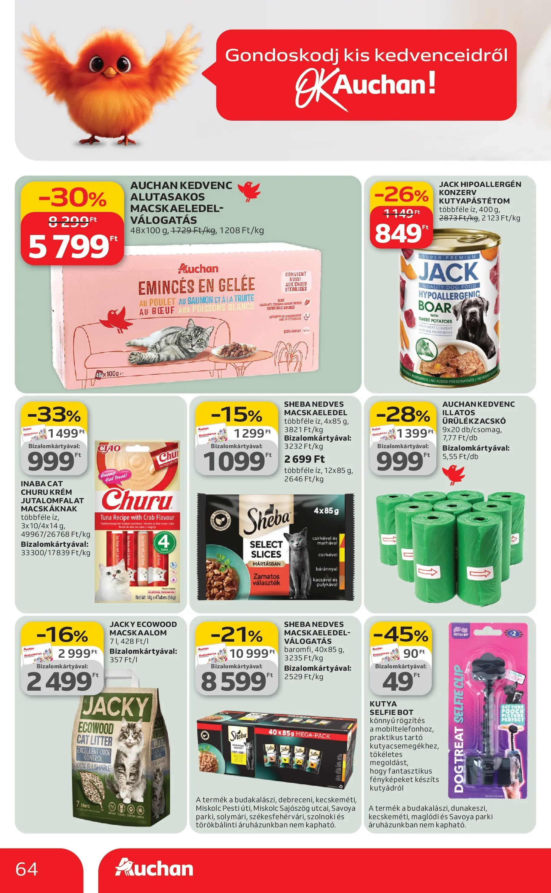 Auchan akciós újság Budapest - 2026.03.12. -tól/töl > akció, lapozható szórólap 🛍️ | Oldal: 64 | Termékek: Macskaalom, Macskaeledel