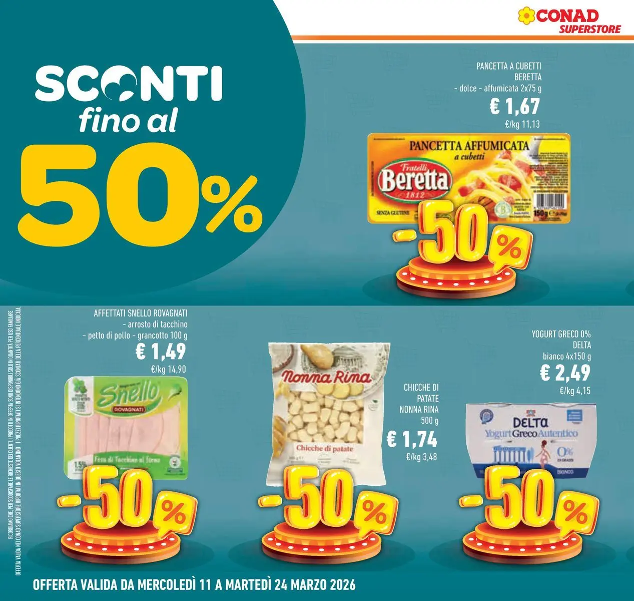 Volantino Conad dal 11/03/2026 > Anteprima | Pagina: 4 | Prodotti: Petto di Pollo, Arrosto, Yogurt, Patate